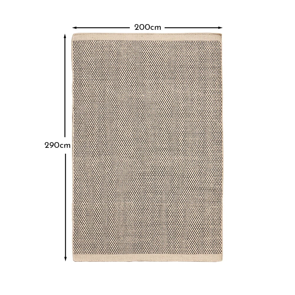 Atcham Black/Natural Pebble Wool with Cotton Rug - 200 x 290cm