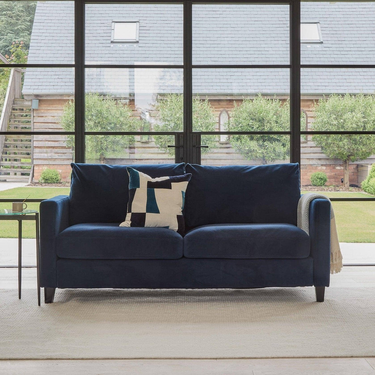 Ava 2 Seater Sofa - Ink with Black Oak Legs
