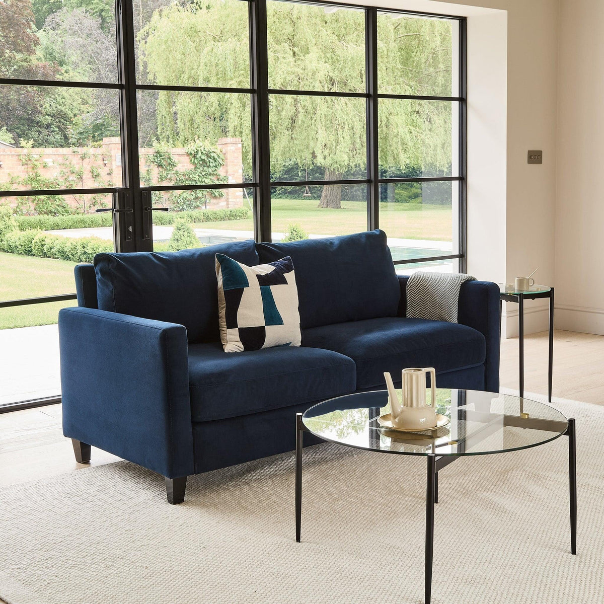 Ava 2 Seater Sofa - Ink with Black Oak Legs