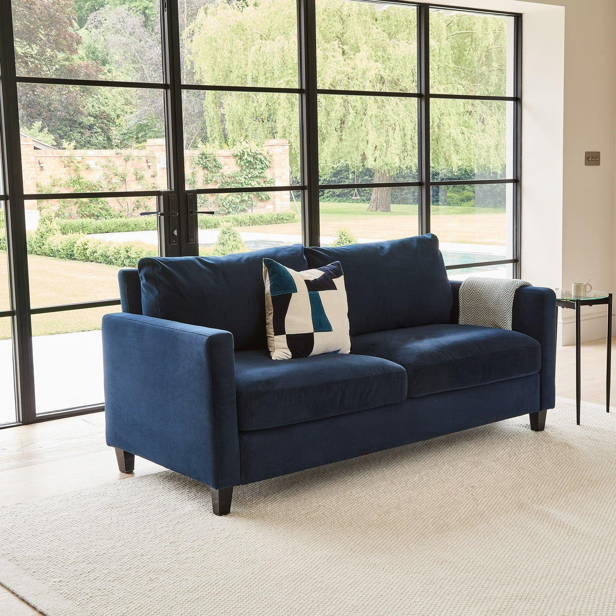Ava 2 Seater Sofa - Ink with Black Oak Legs