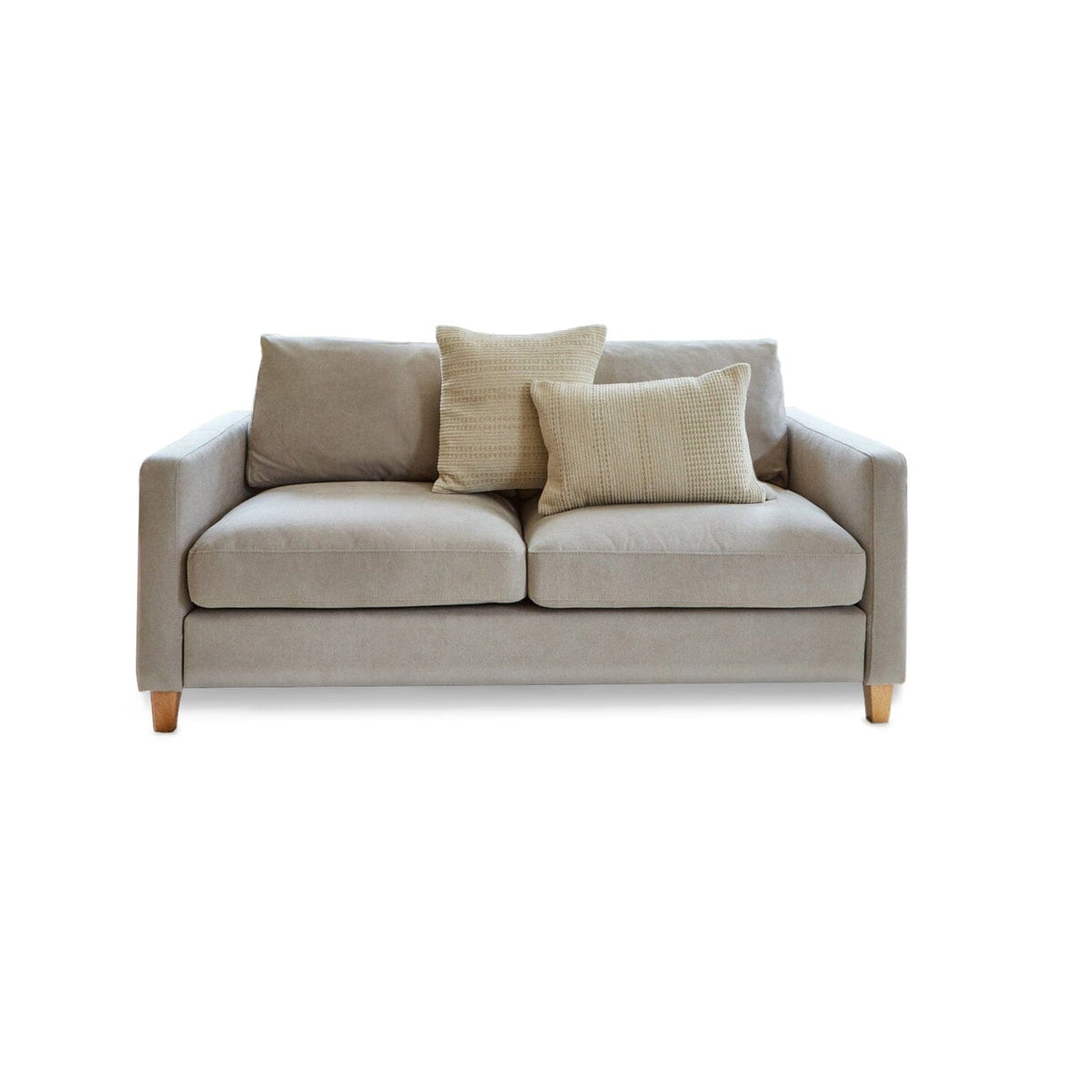 Ava 2 Seater Sofa - Soft Beige with Pale Oak Legs