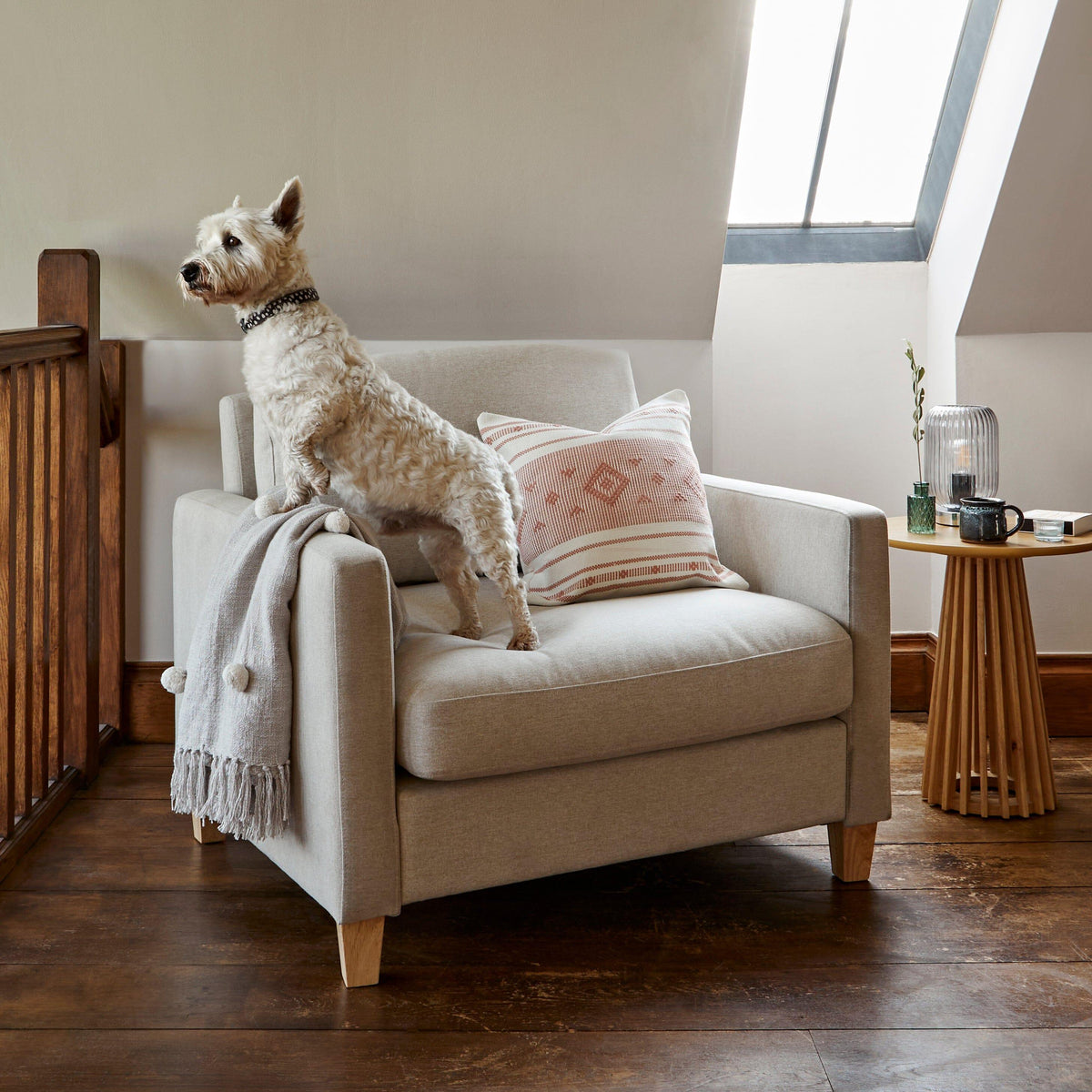Ava Sand Armchair - Pale Oak Legs