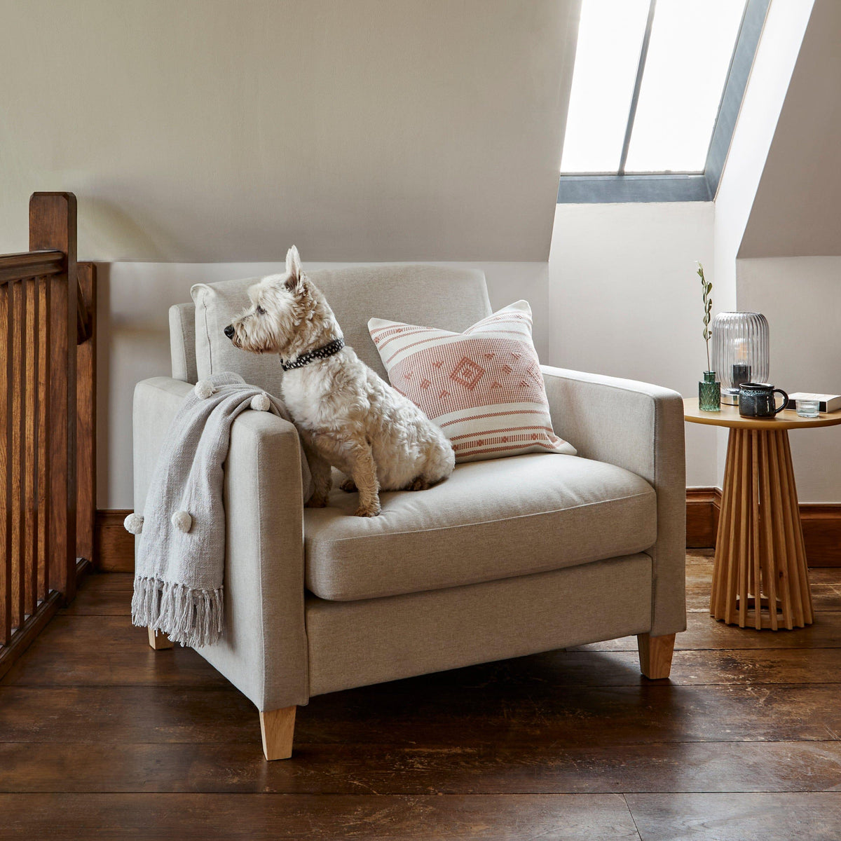 Ava Sand Armchair - Pale Oak Legs
