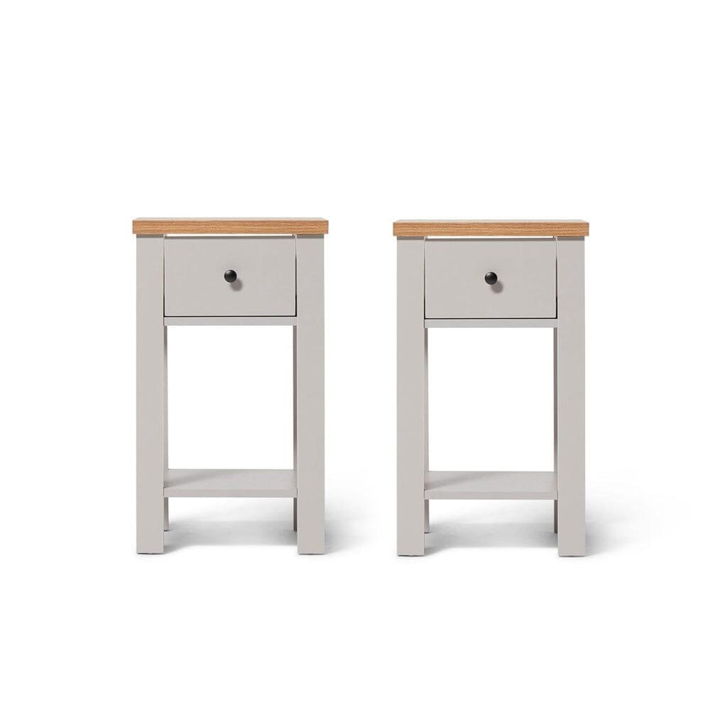 Bampton 1 Drawer Bedside Table - Stone Grey - Set of 2