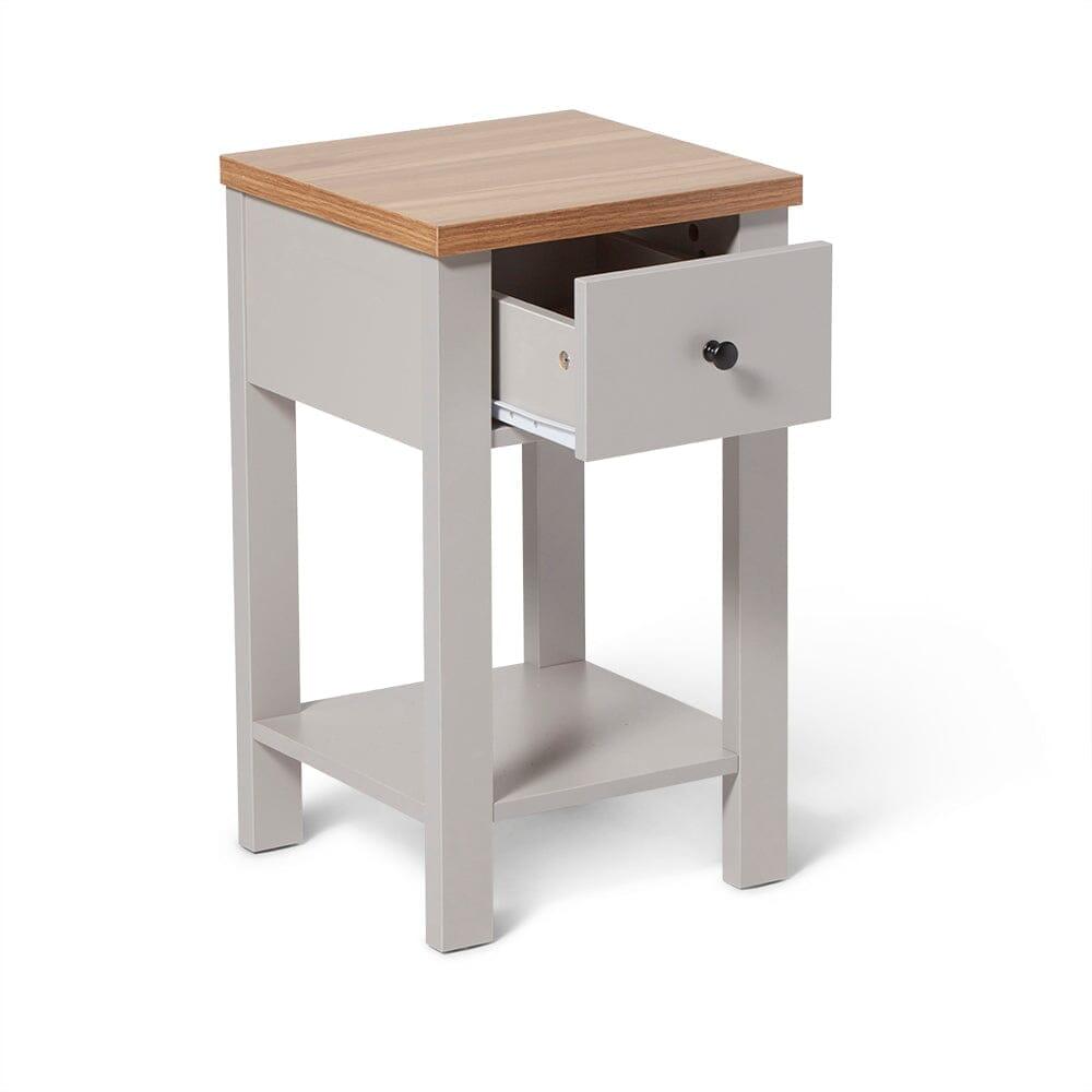 Bampton 1 Drawer Bedside Table - Stone Grey - Set of 2