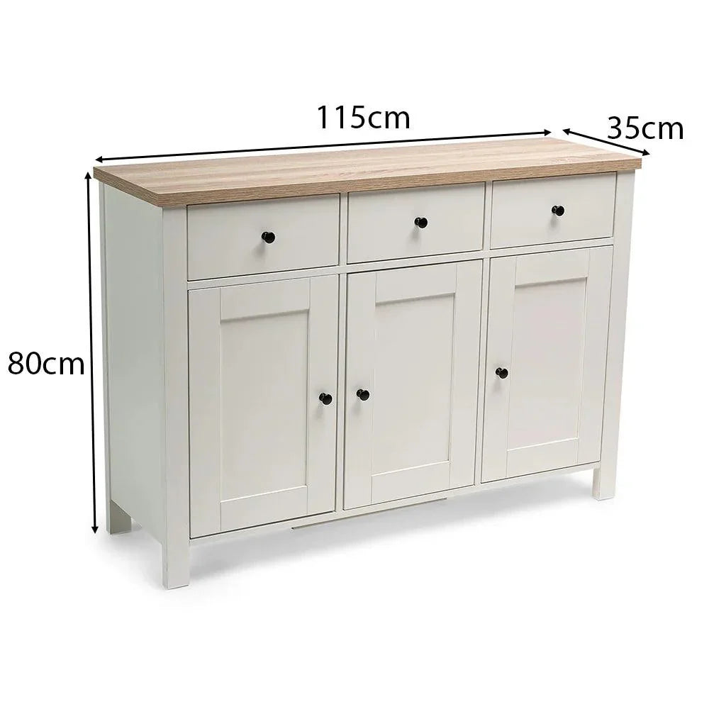 Bampton 3 Door Sideboard - Alabaster White
