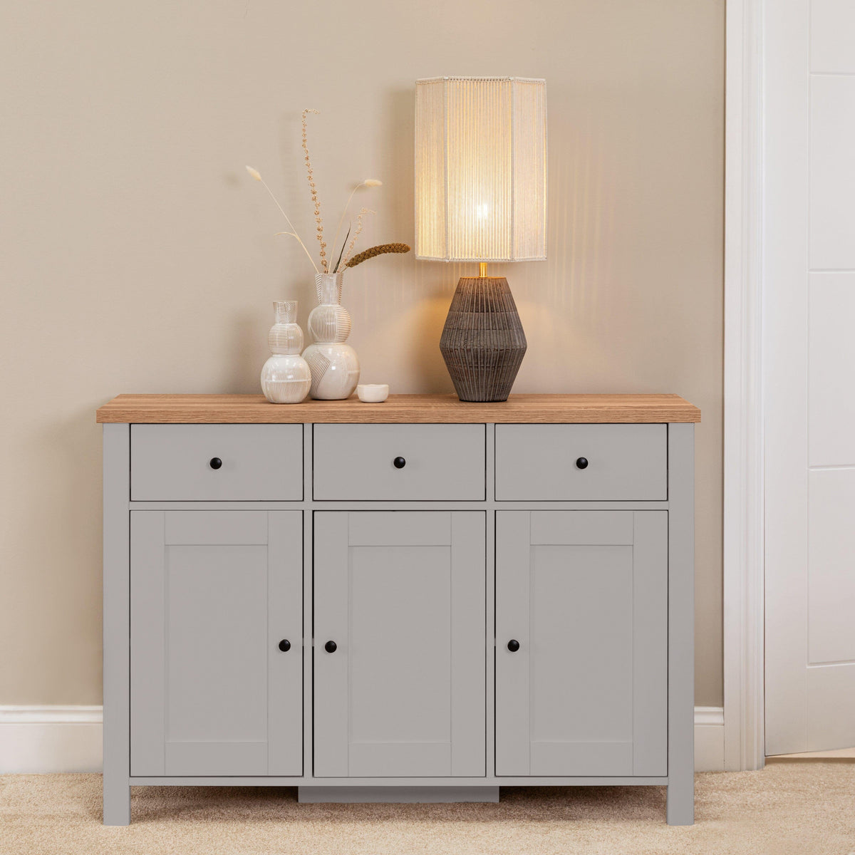 Outlet - Bampton 3 Door Sideboard - Grey