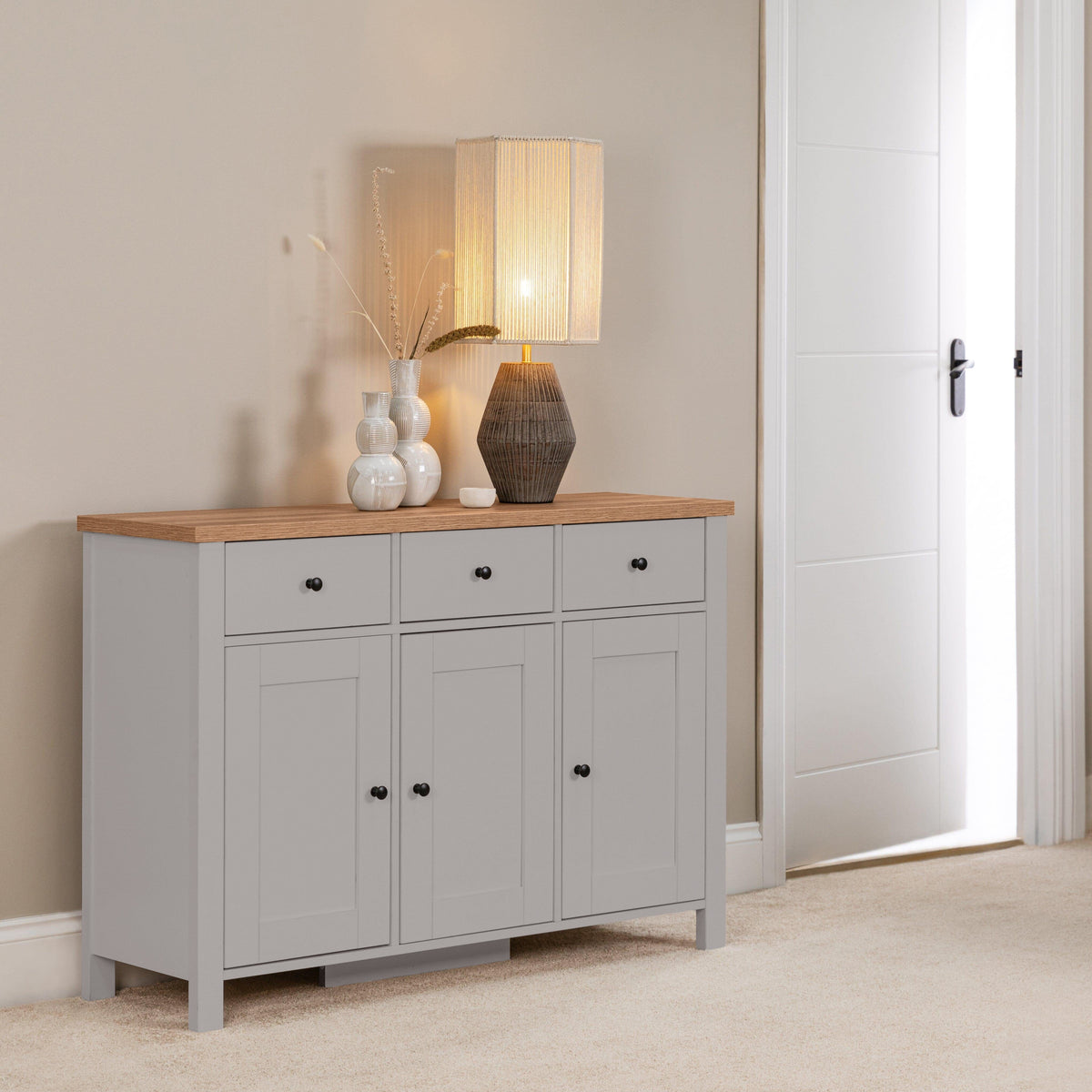 Outlet - Bampton 3 Door Sideboard - Grey