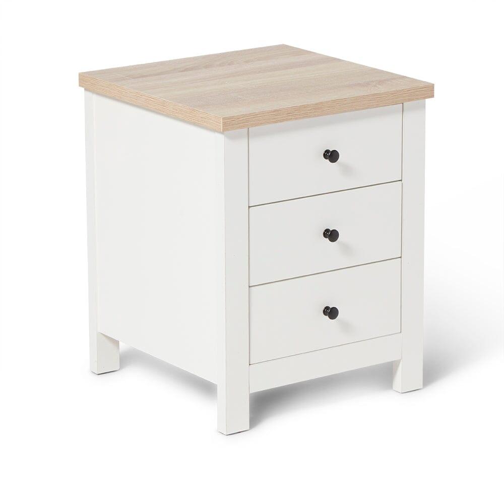 Bampton 3 Drawer Bedside Table - Alabaster White