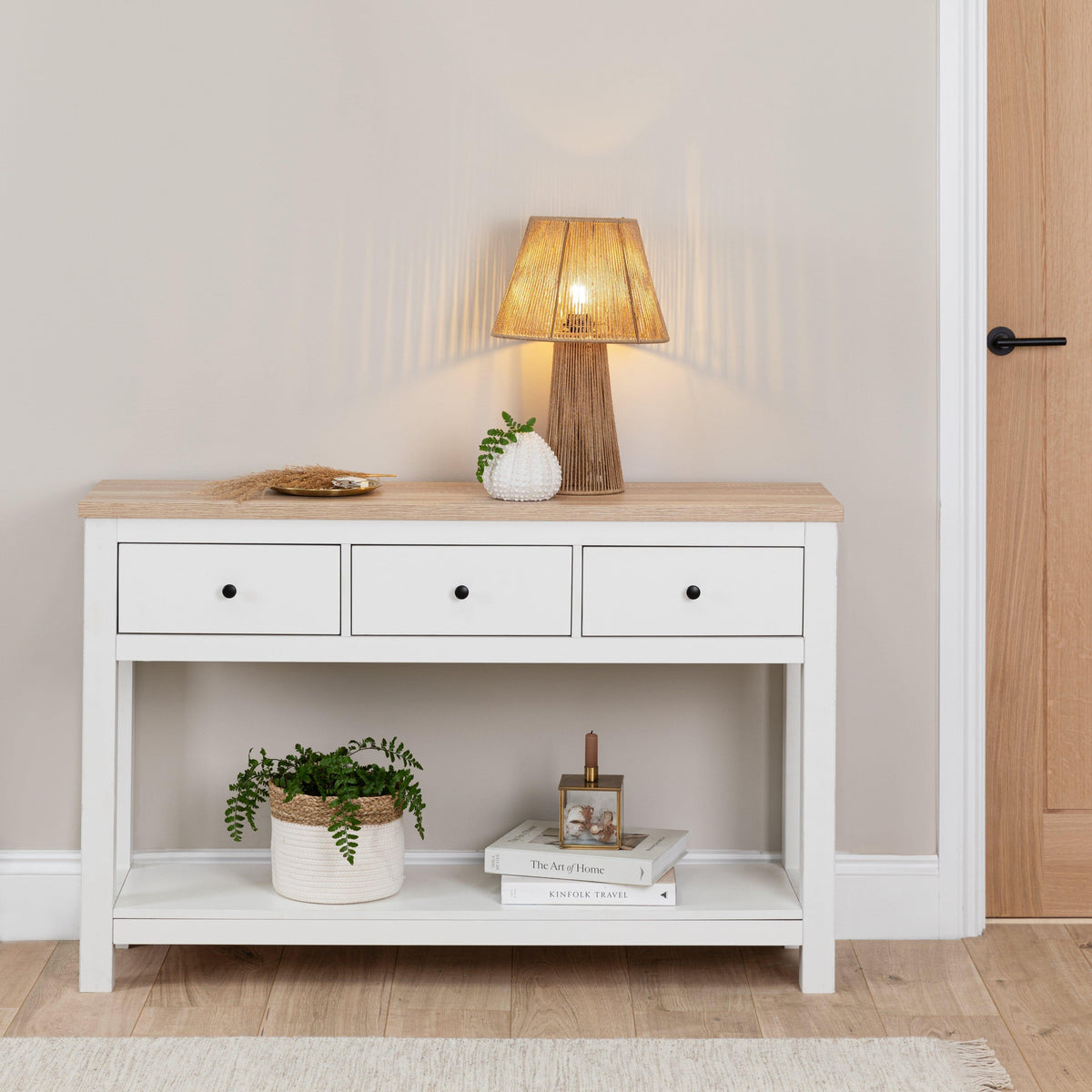 Outlet - Bampton White 3 Drawer Console Table