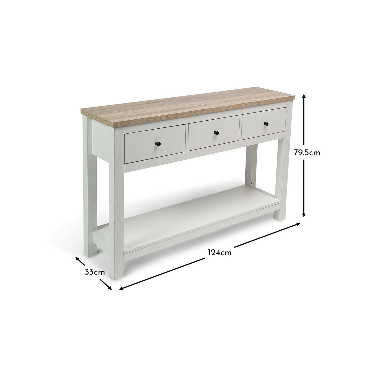 Outlet - Bampton White 3 Drawer Console Table