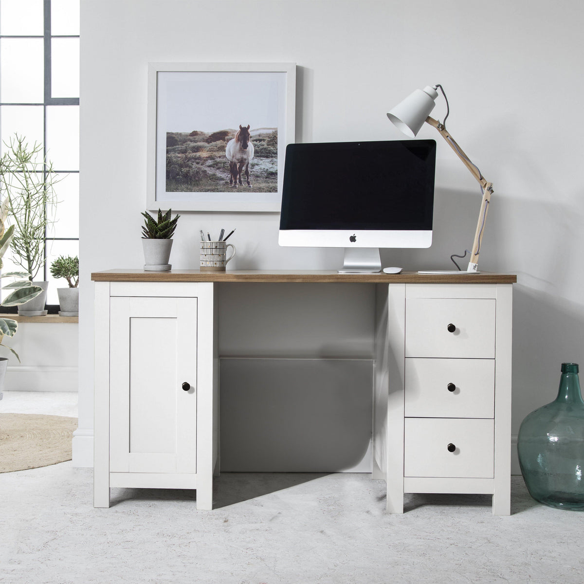 Outlet - Bampton 3 Drawer Desk - White