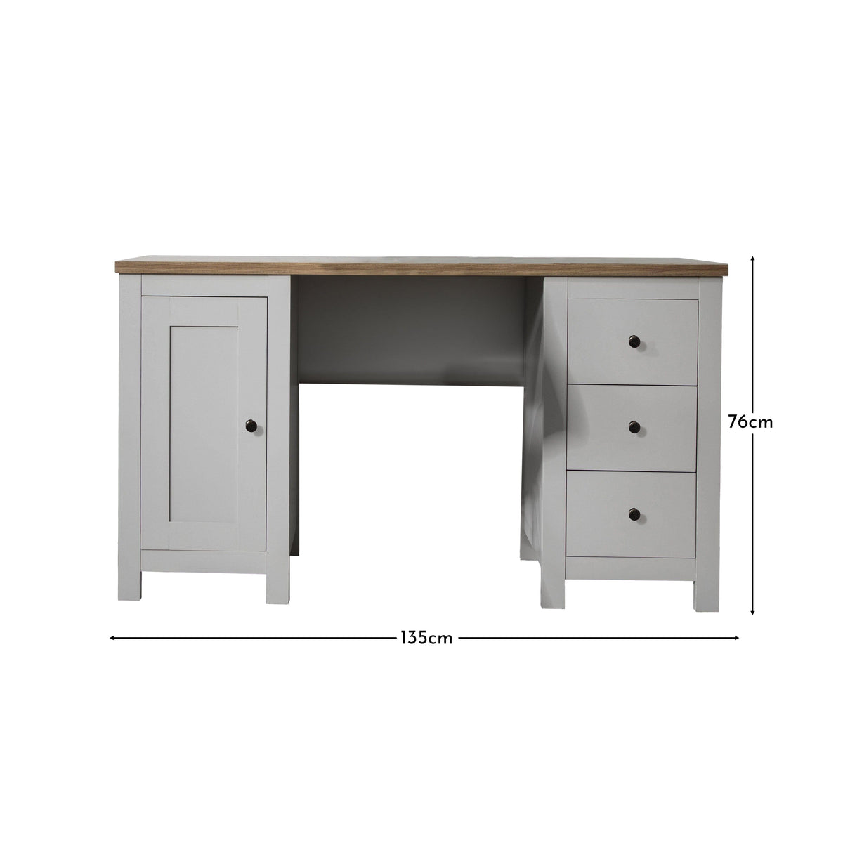 Bampton 3 Drawer Desk - Stone Grey