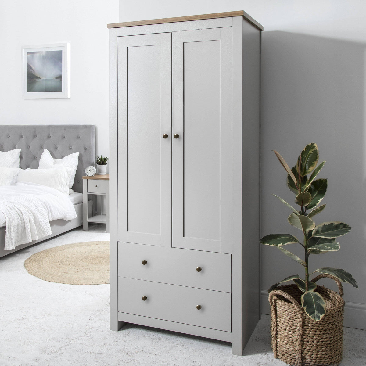 Bampton 3 Piece Bedroom Set - 3 Over 4 Chest of Drawers - Stone Grey