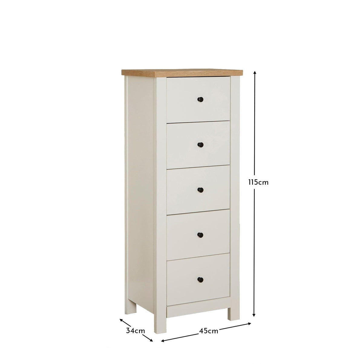 Bampton 5 Drawer Tallboy - Alabaster White