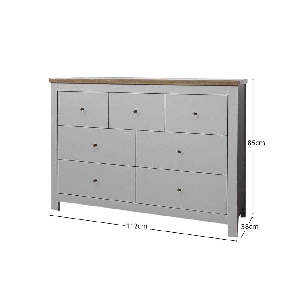Bampton 7 Drawer Chest of Drawers  - Stone Grey