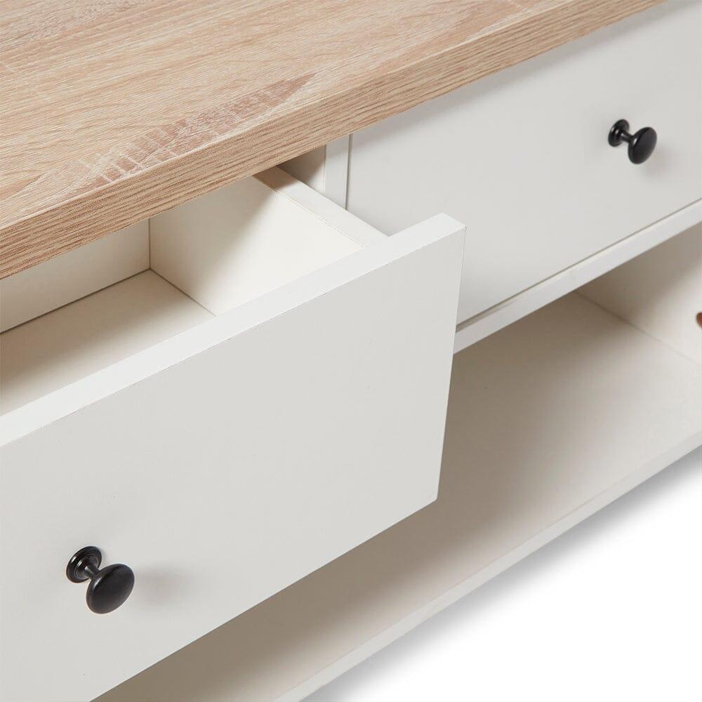 Bampton Alabaster White Coffee Table with Storage