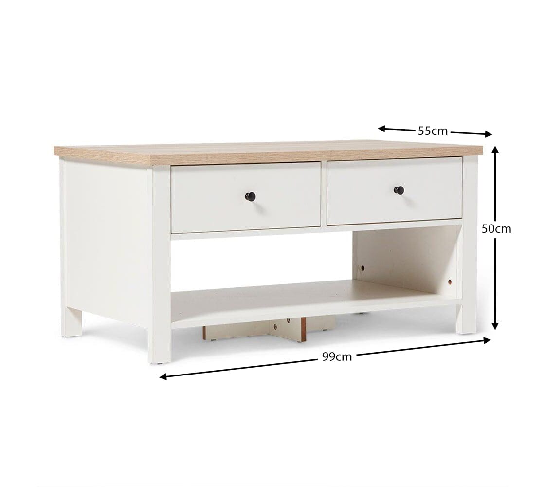 Bampton Alabaster White Coffee Table with Storage