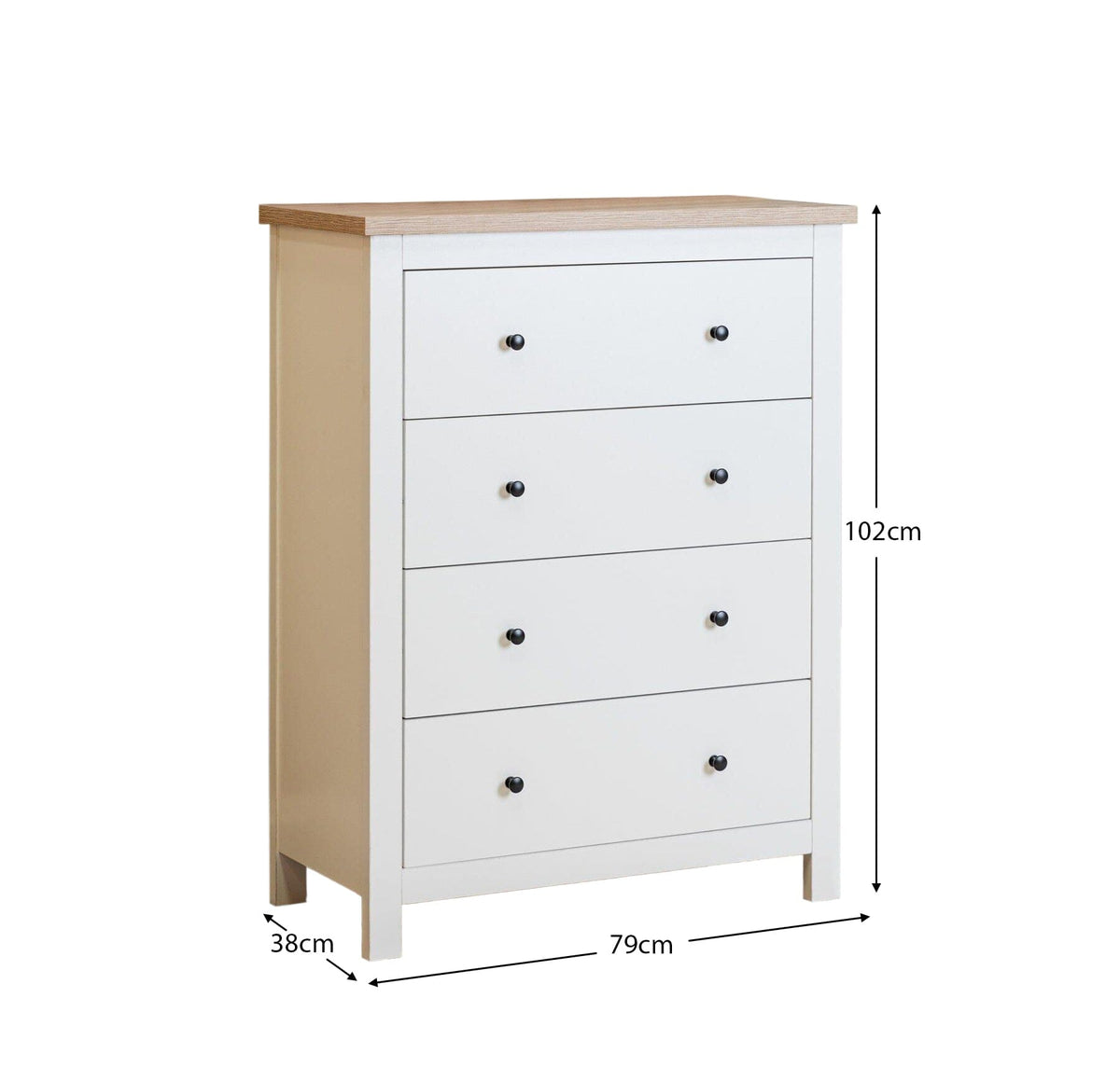Outlet - Bampton 4 Drawer Tall Chest of Drawers - White