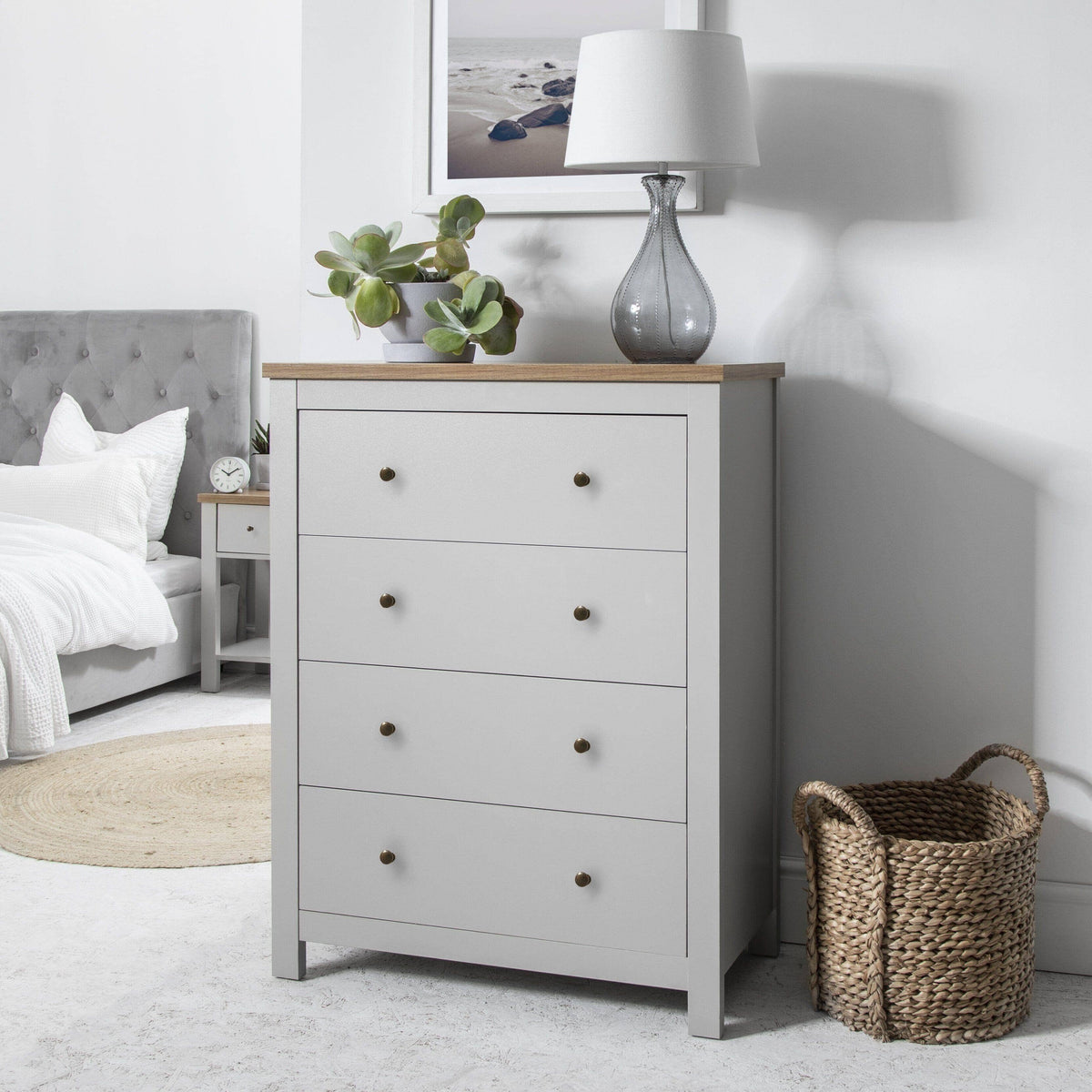 Bampton Wardrobe & Drawers Bedroom Set - Stone Grey