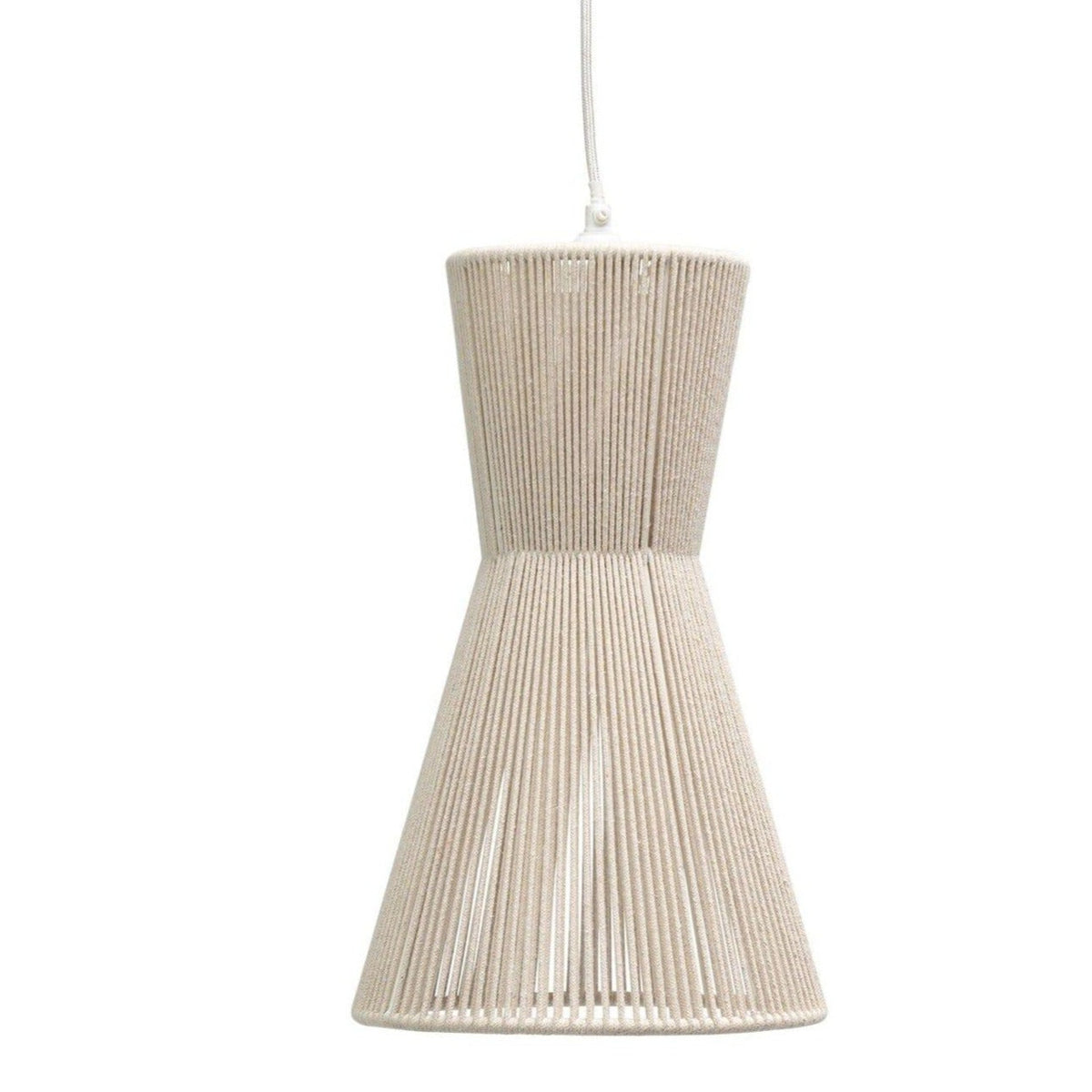 Bari White Cotton String Tapered Pendant