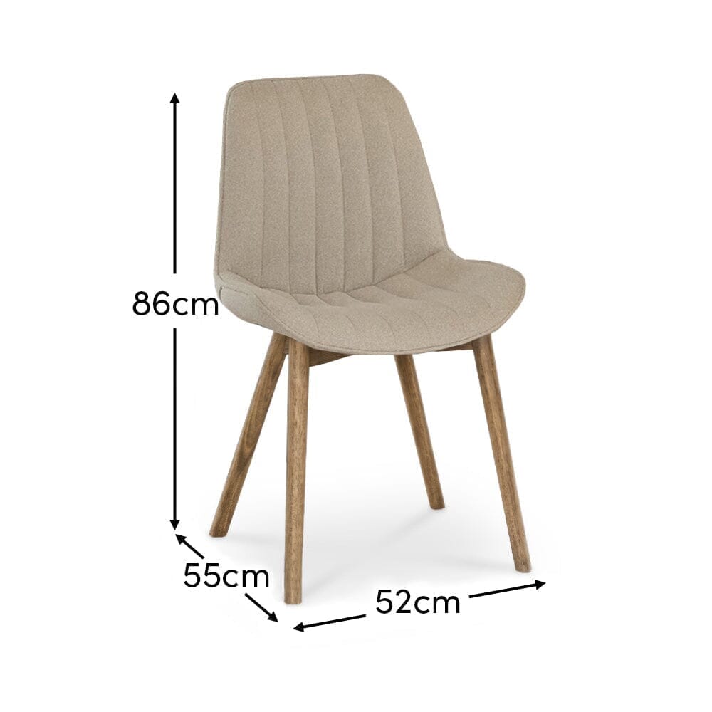 Bella Light Beige Boucle Dining Chairs - Set of 2 - Chalked Mango Wood Legs