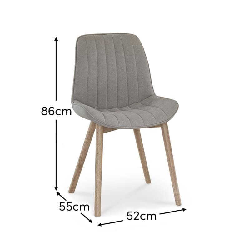 Bella Cloud Grey Dining Chairs -  Set of 2 - Whitewash Oak Legs