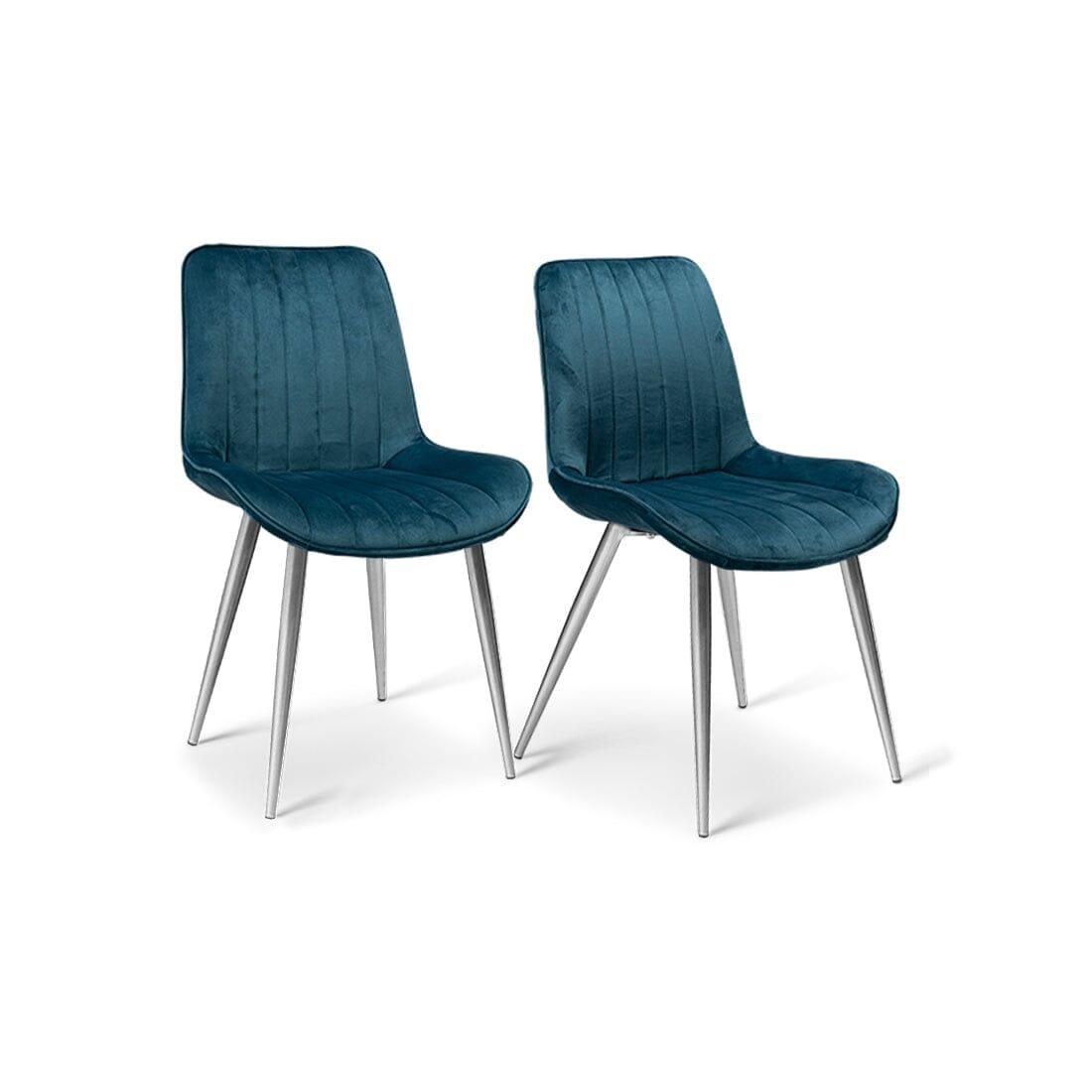 OUTLET - Bella Teal Dining Chairs - Set of 2 - Chrome Legs