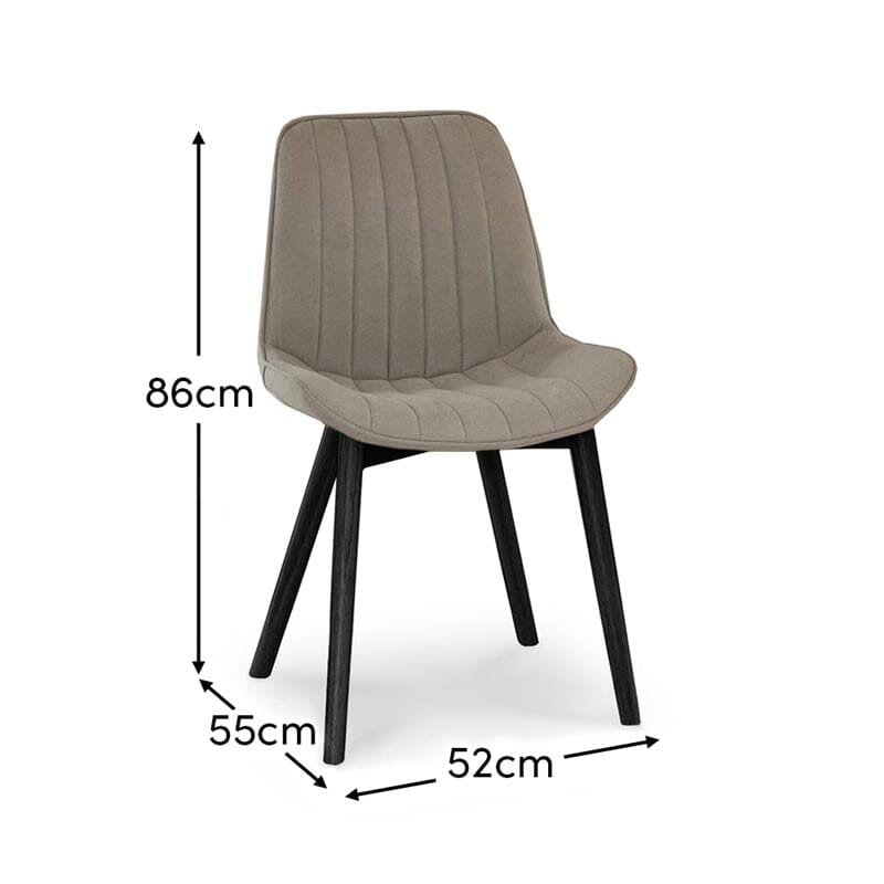 Bella Soft Beige Dining Chairs - Set of 2 - Black Oak Legs