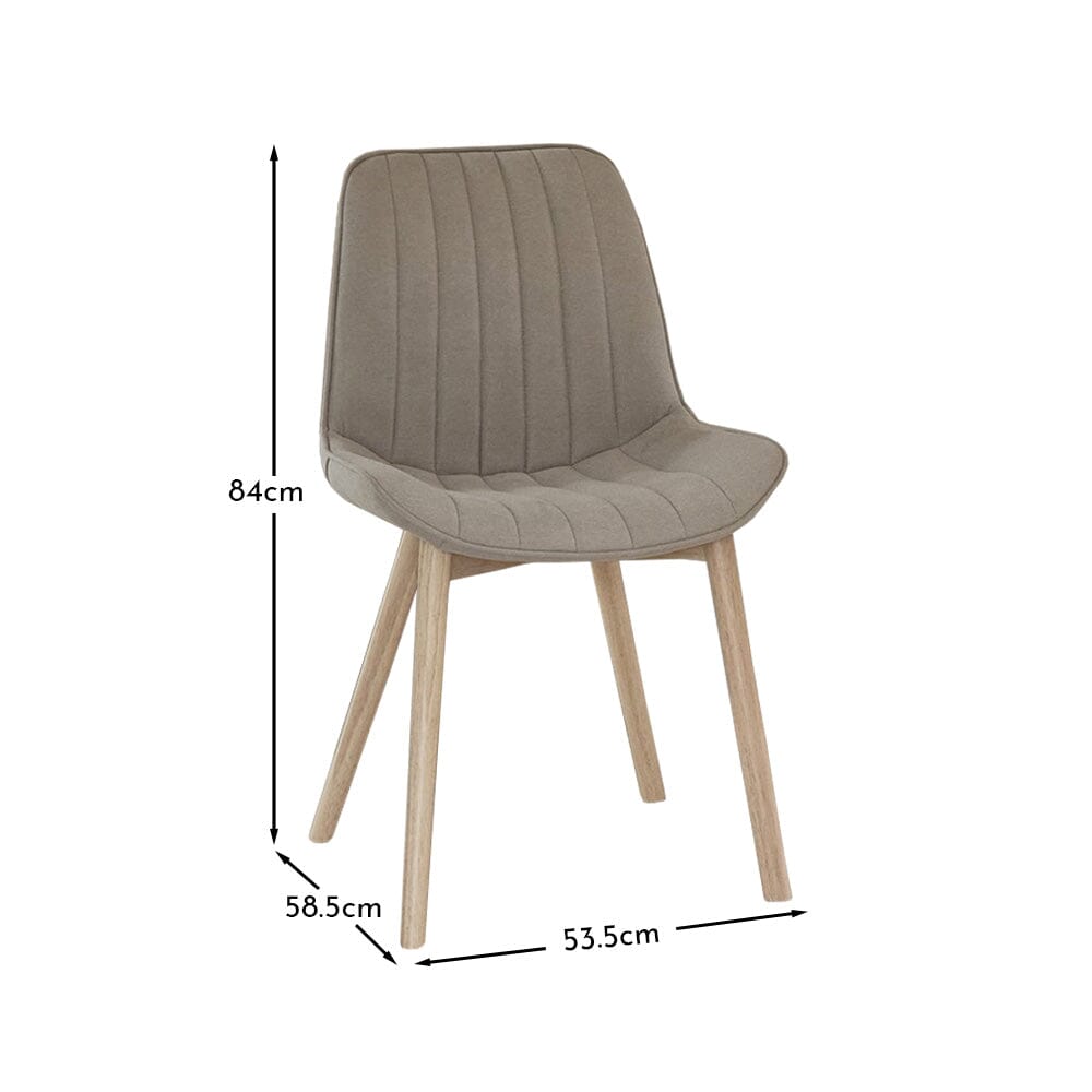 OUTLET - Bella Soft Beige Dining Chairs - Set of 2 - Whitewash Oak Legs