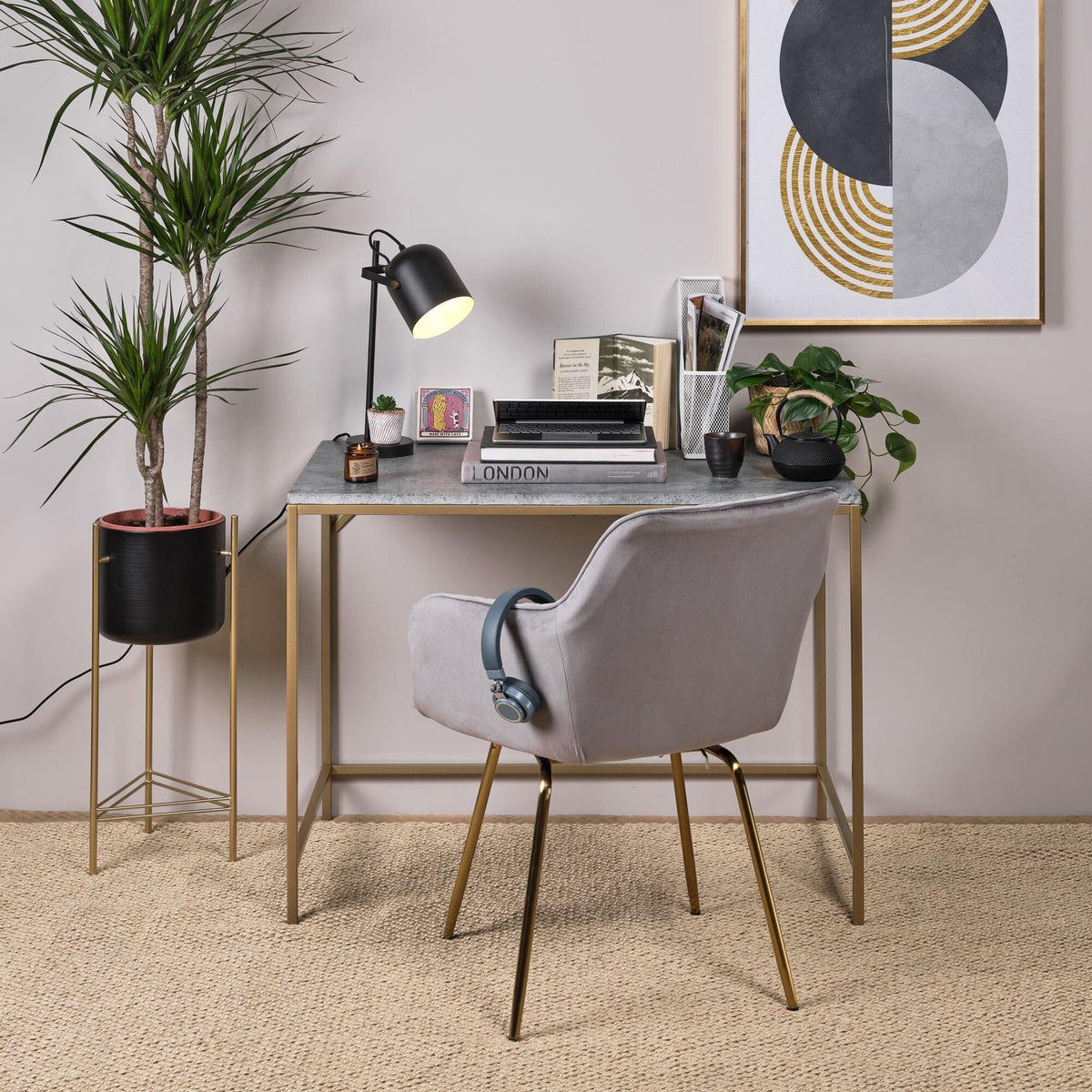 Outlet - Birstall 41cm Metal Desk Lamp - Black