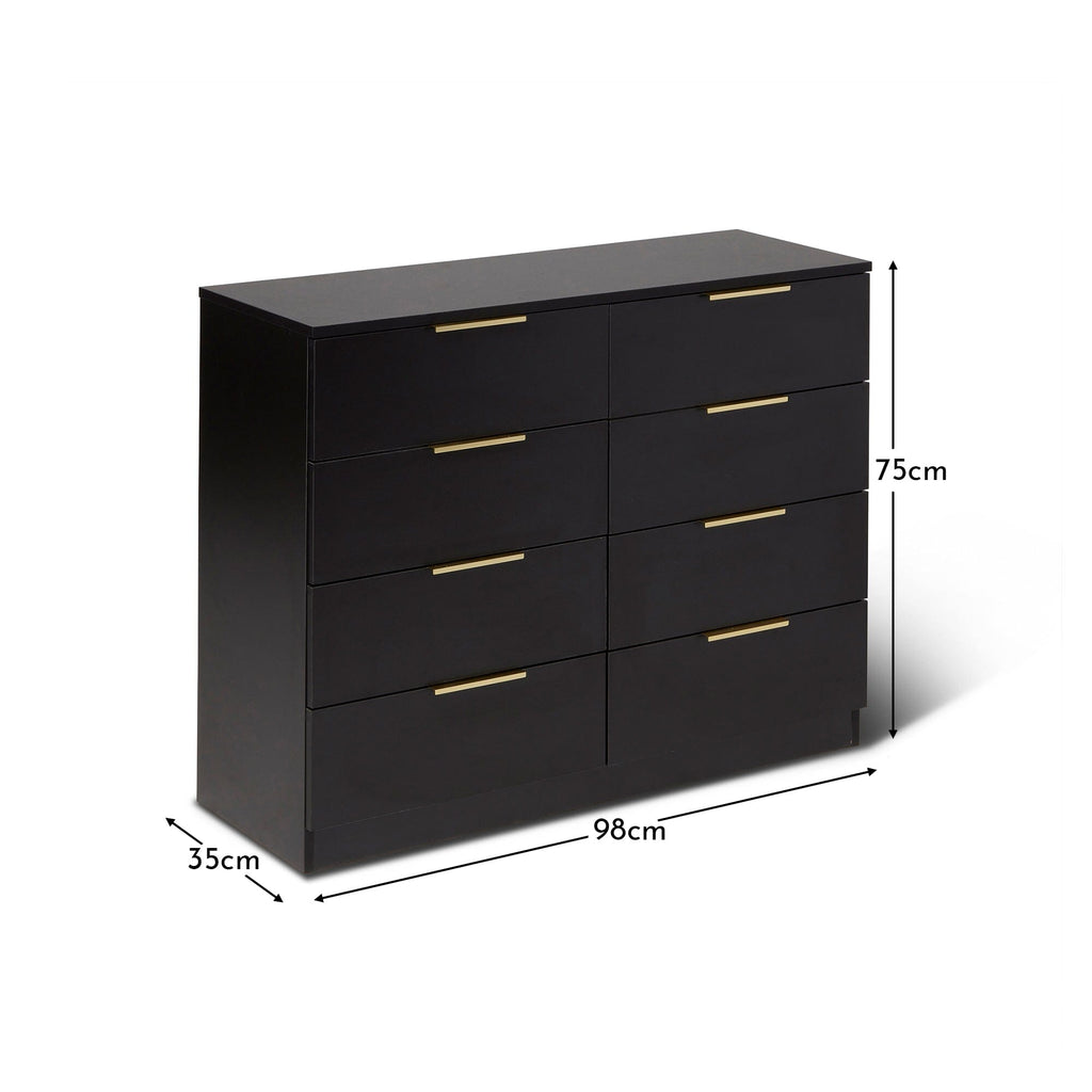 Outlet - Essie 8 Drawer Chest of Drawers - Black