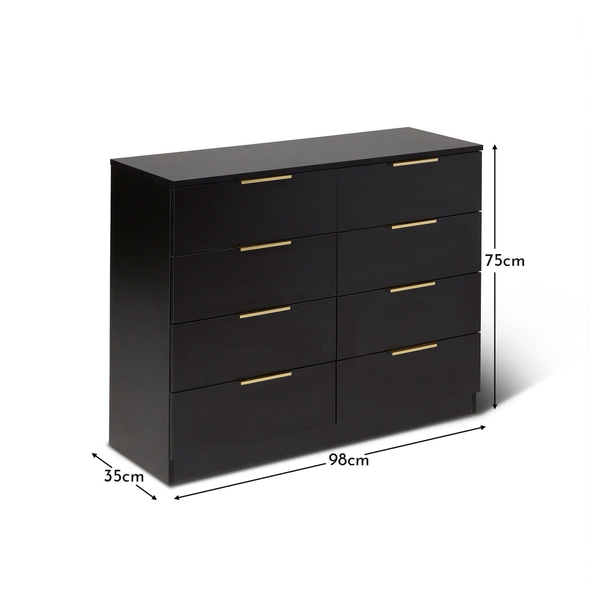 Outlet - Essie 8 Drawer Chest of Drawers - Black