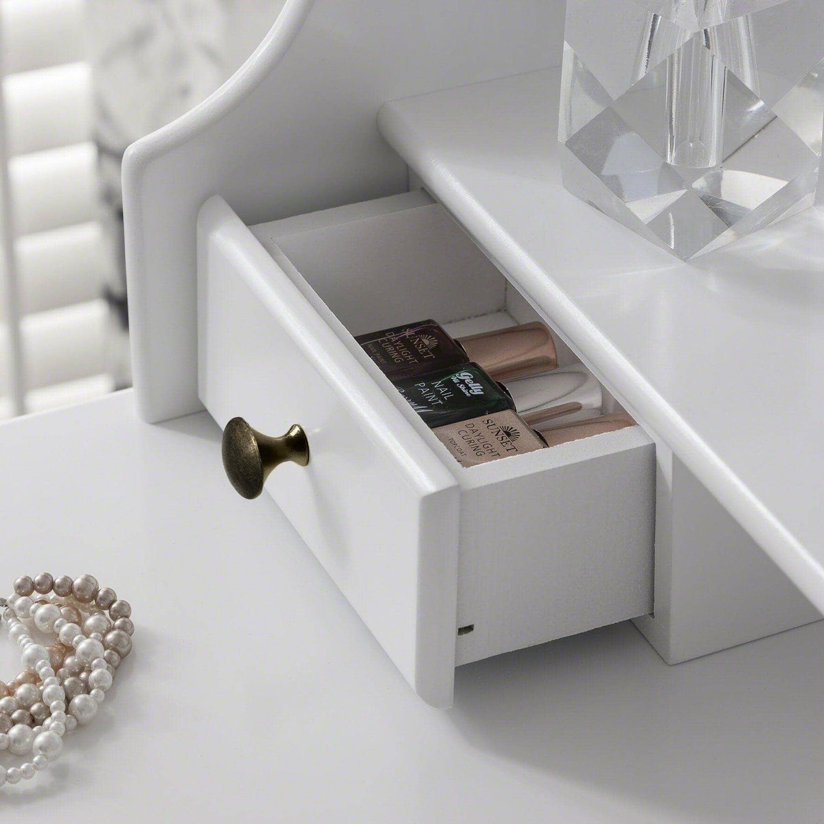 OUTLET - Capri White Dressing Table with Mirror & Stool