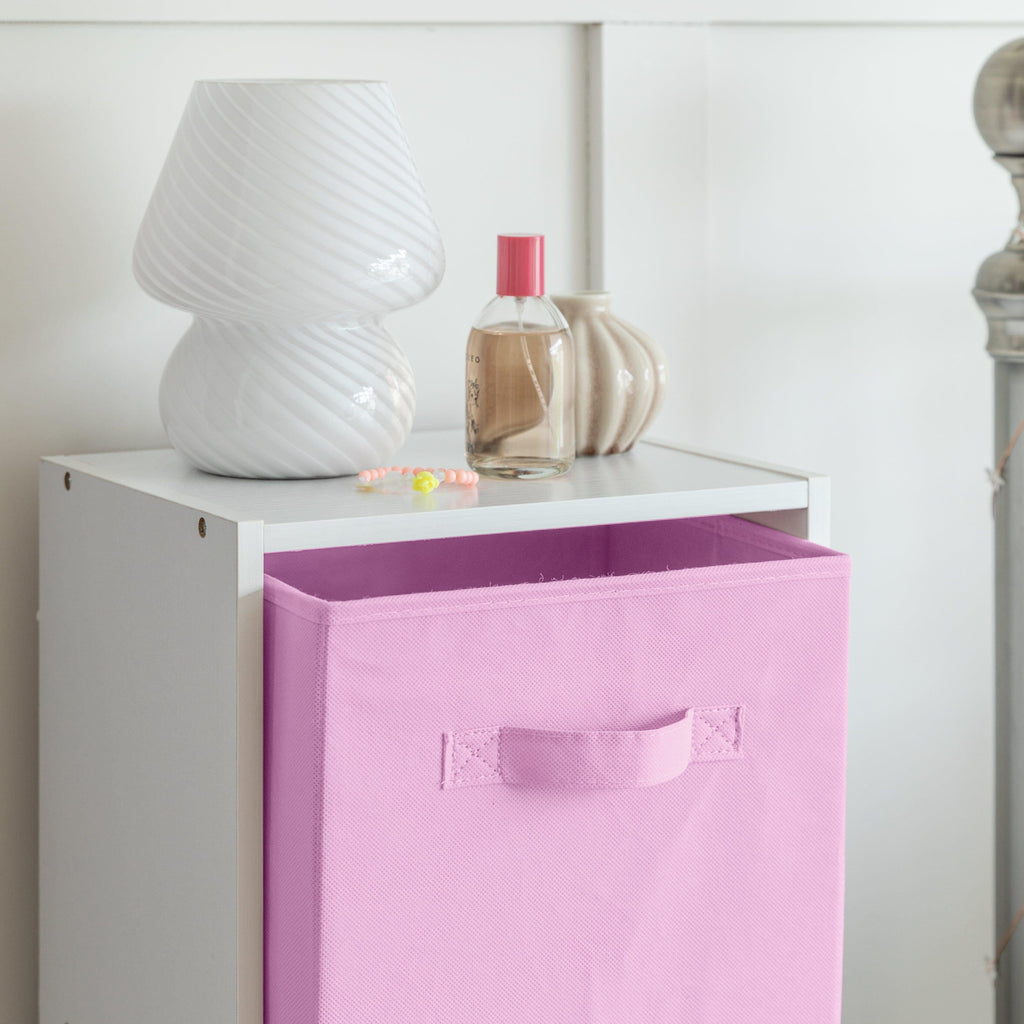 Cara Fabric Cube Storage Box - Small - Bright Pink
