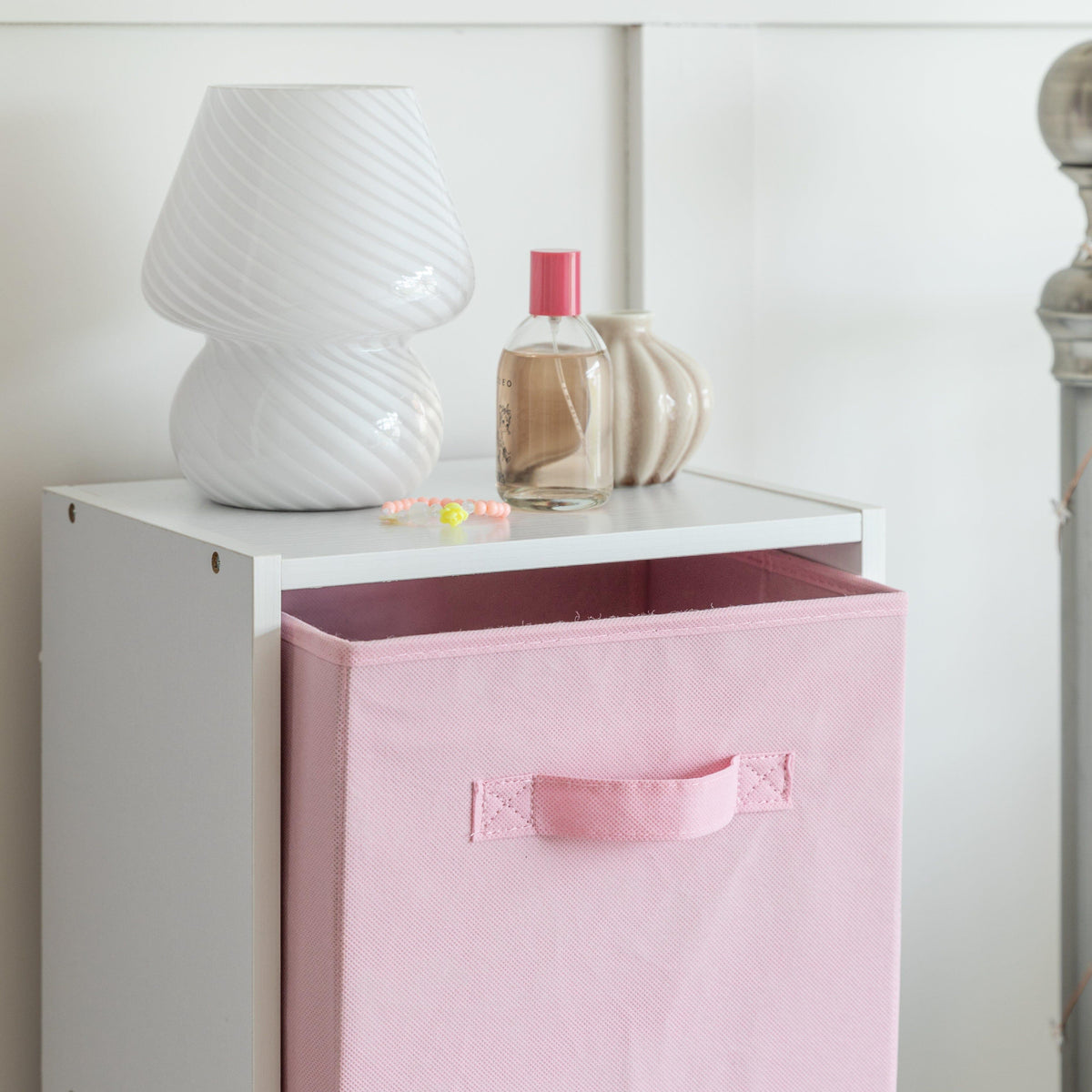 Cara Fabric Cube Storage Box - Small - Pink