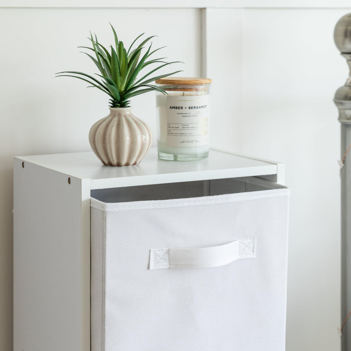 OUTLET - Cara fabric cube storage box - small - white