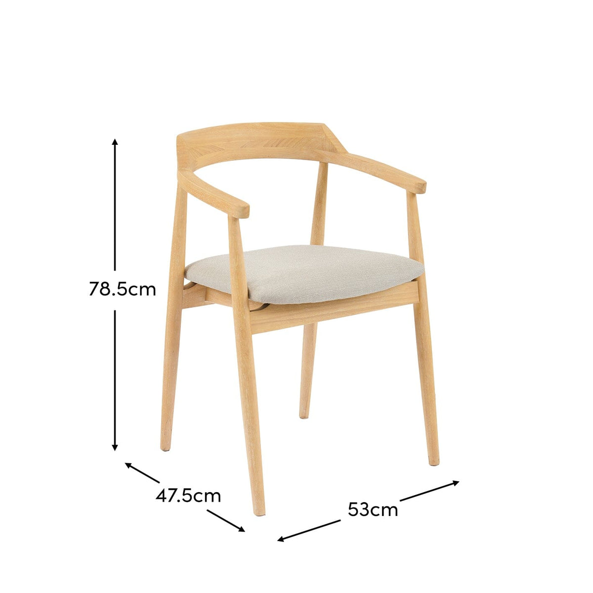 OUTLET - Carter Fawn Linen Dining Armchairs - Set of 2 - Whitewash Oak Legs