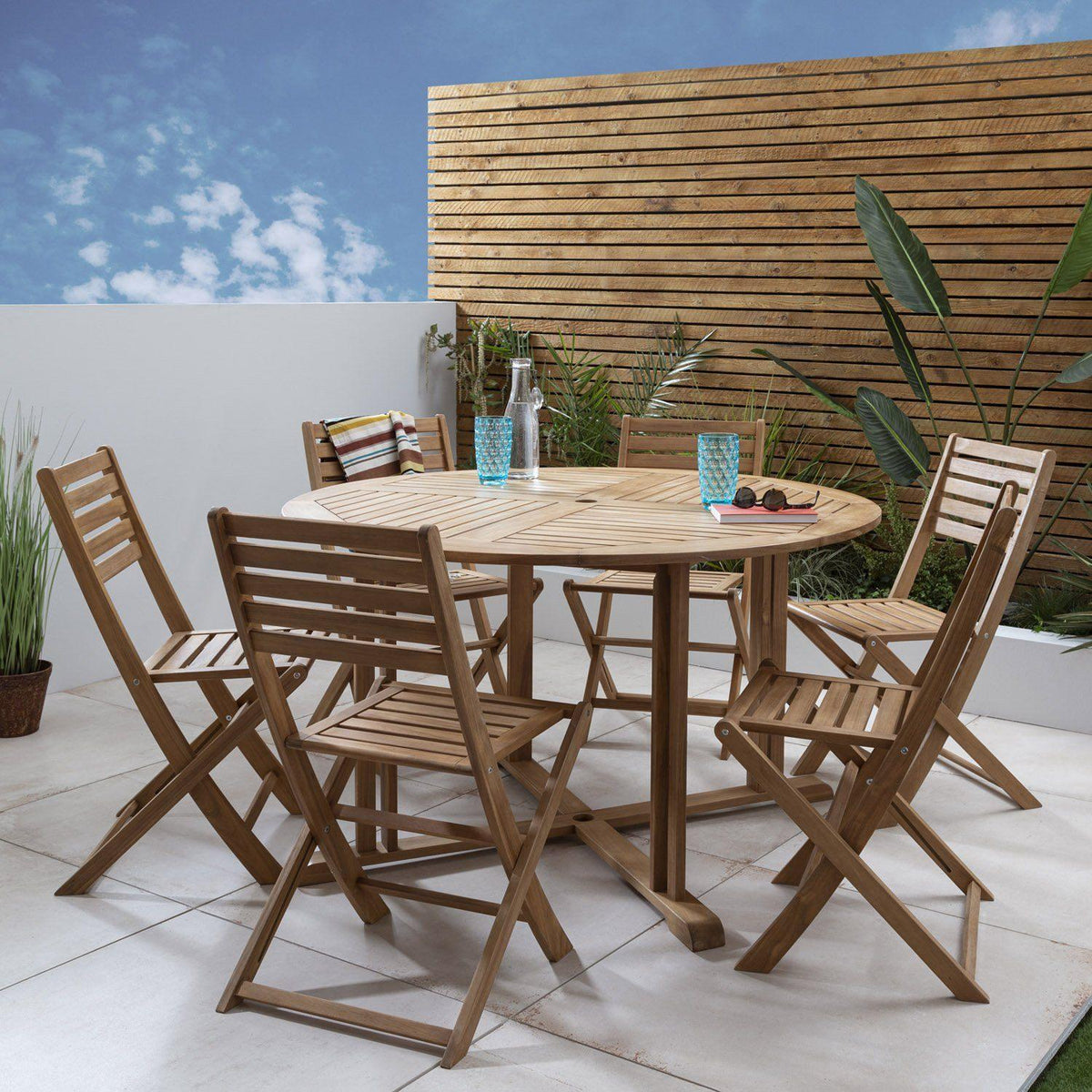 Casey 6 Seater Round Wood Dining Table - Natural