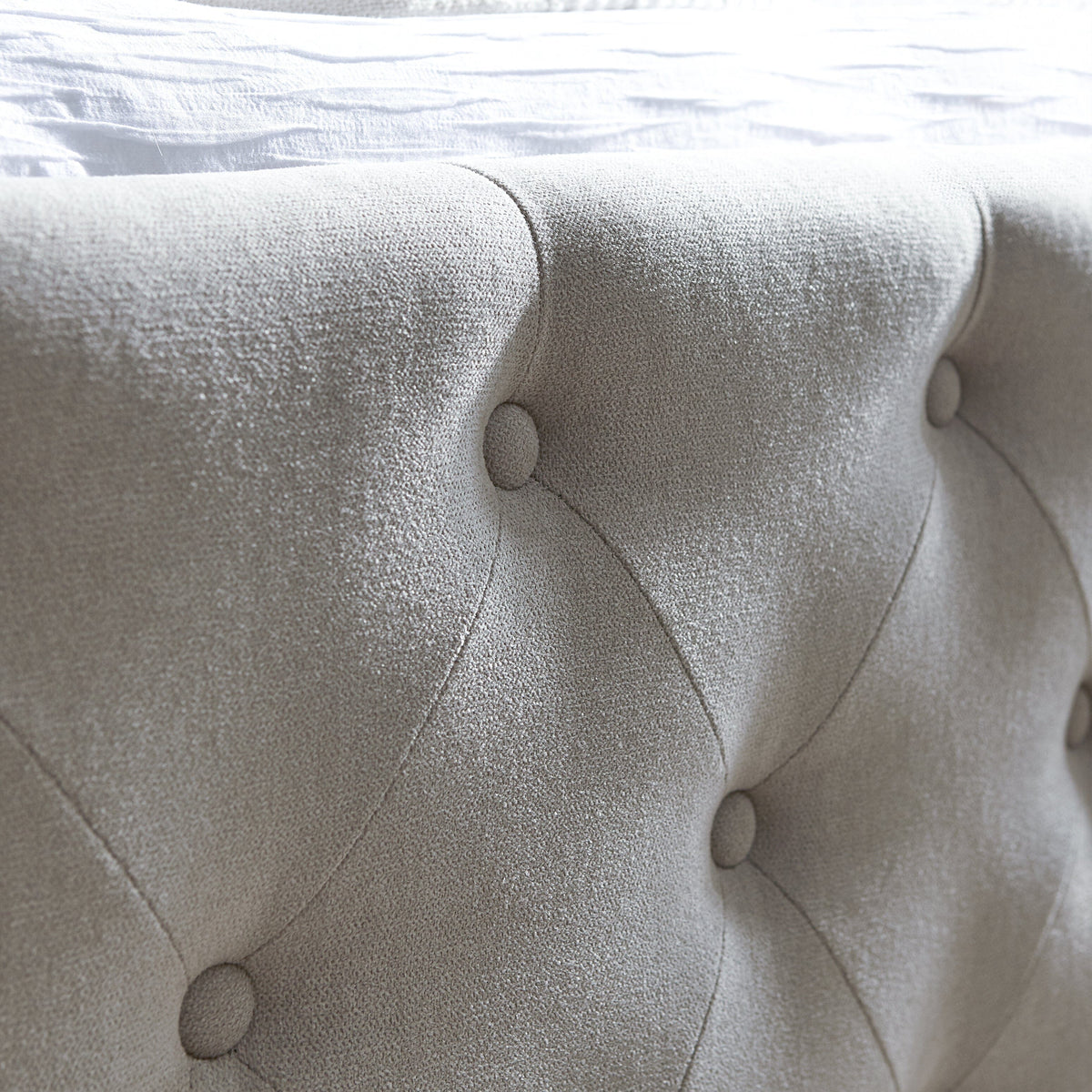 Cavill Fabric Double Bed - Soft Beige