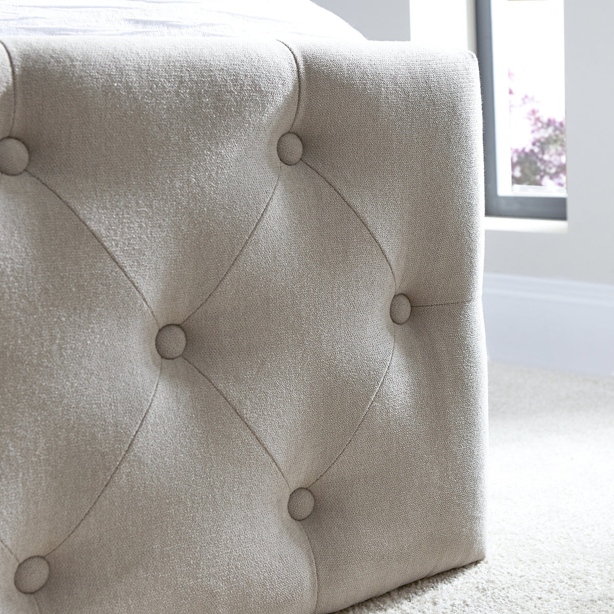 Cavill Fabric Double Bed - Soft Beige