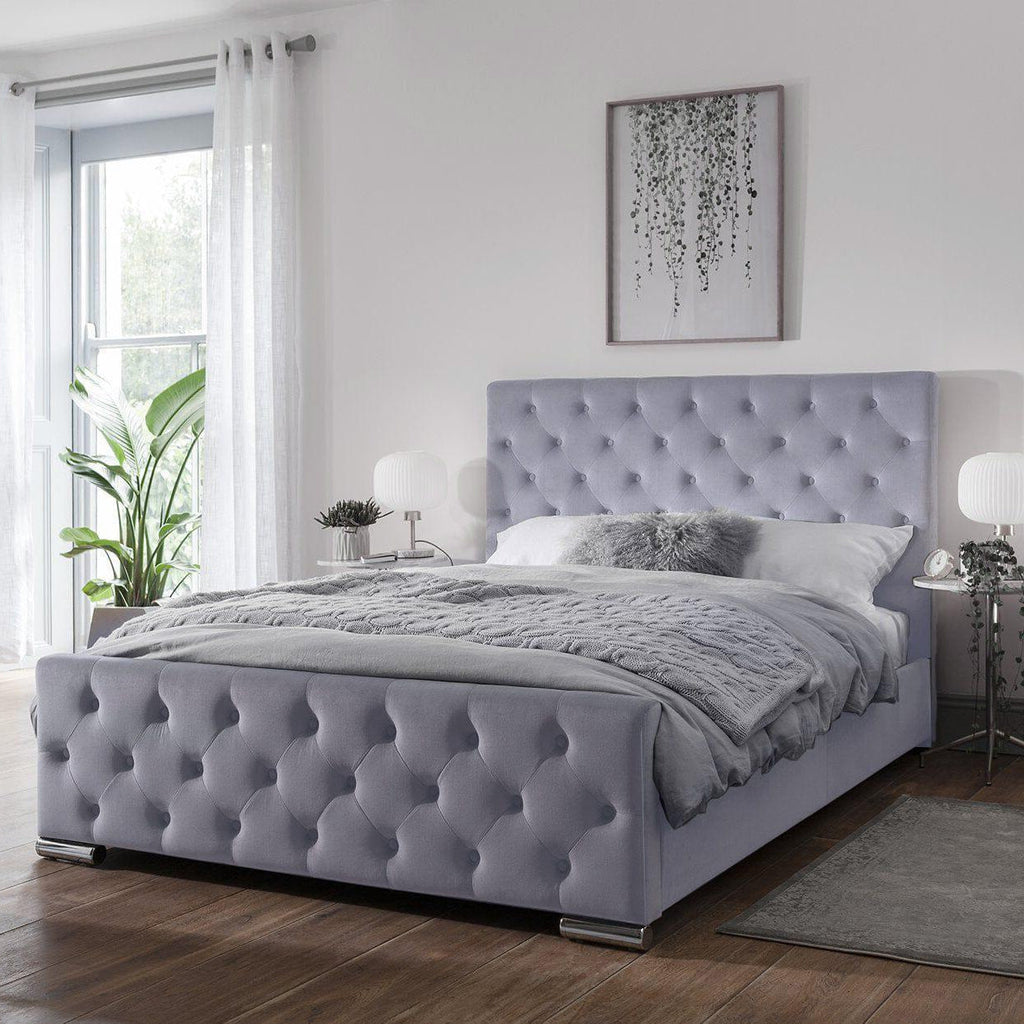 Outlet - Cavill Blue Fabric King Bed Frame