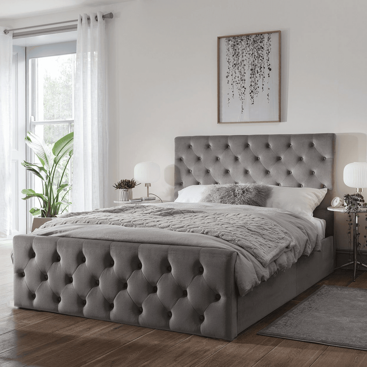 Cavill Fabric Double Size Bed - Grey