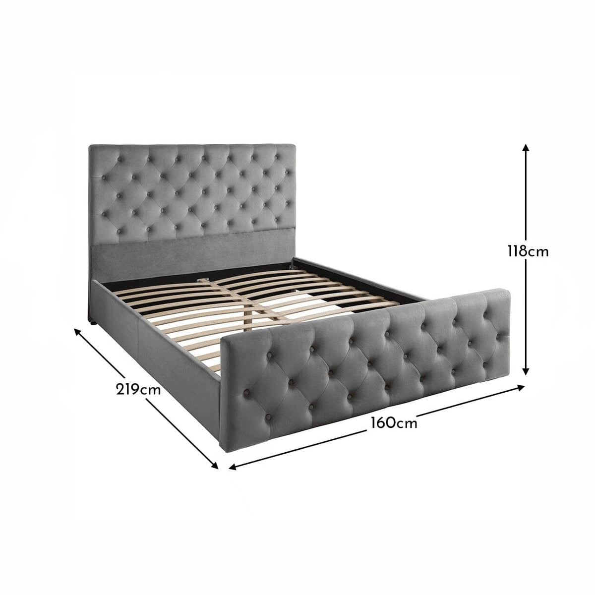 Cavill Fabric King Size Bed - Grey