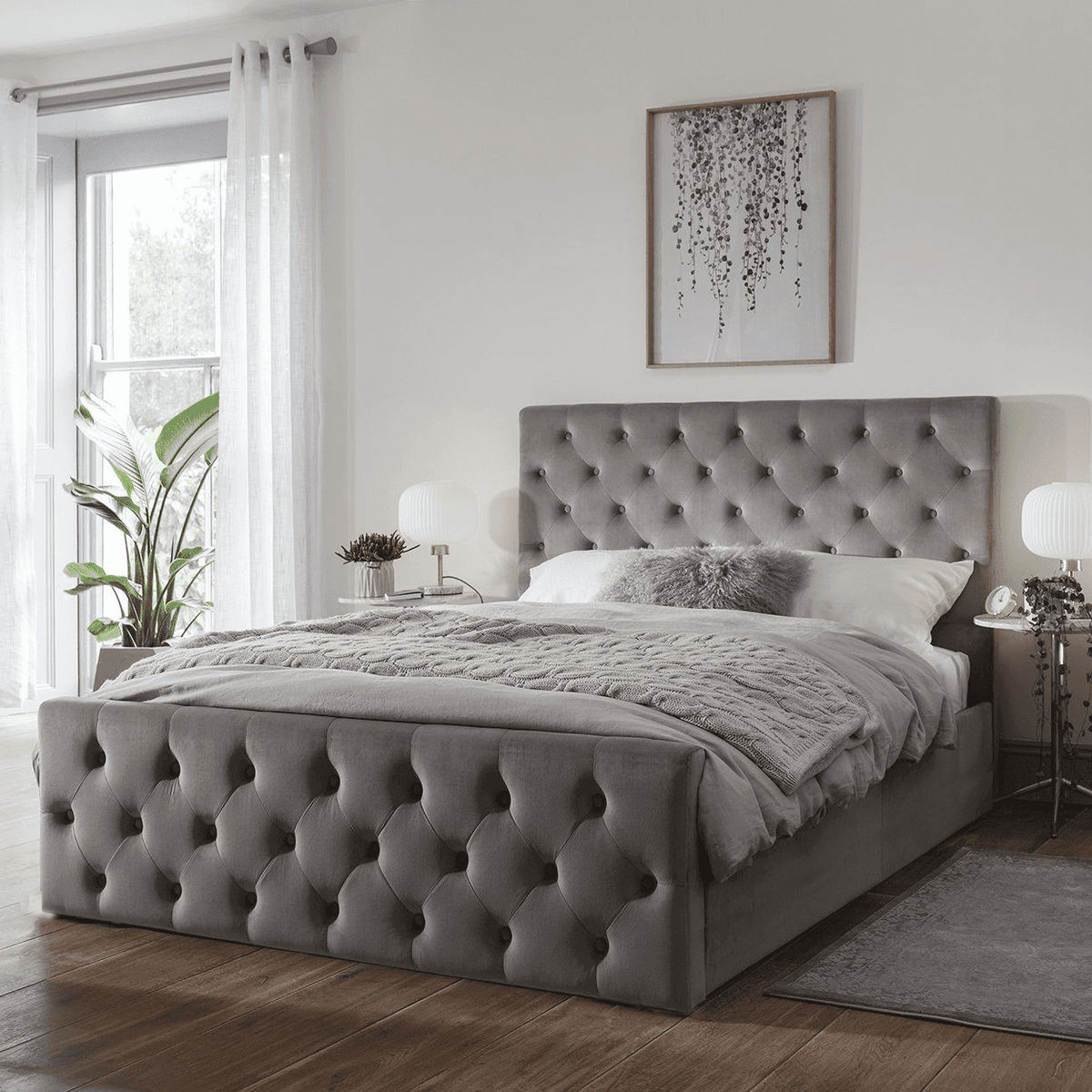 Cavill Fabric King Size Bed - Grey