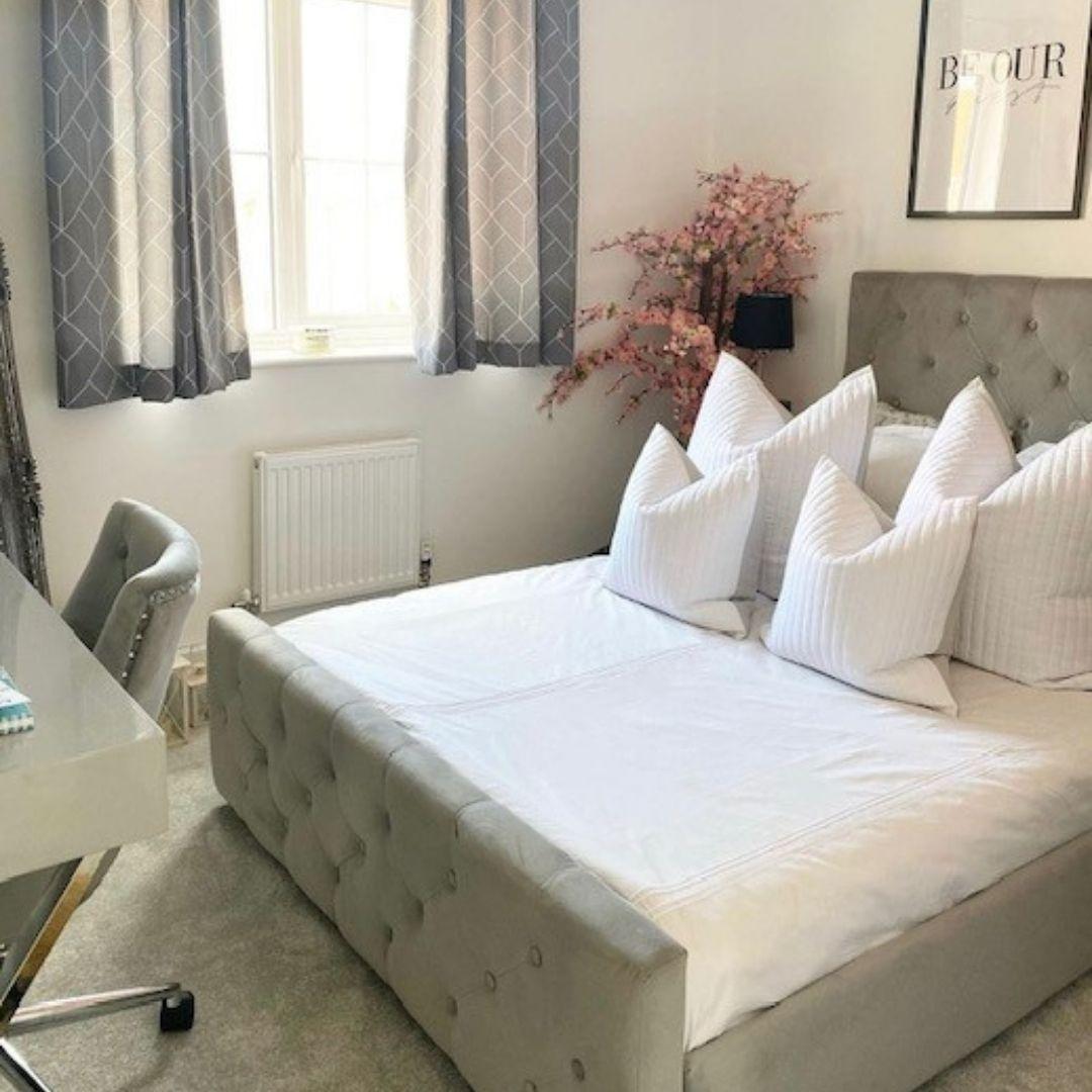 Cavill Fabric King Size Bed - Grey