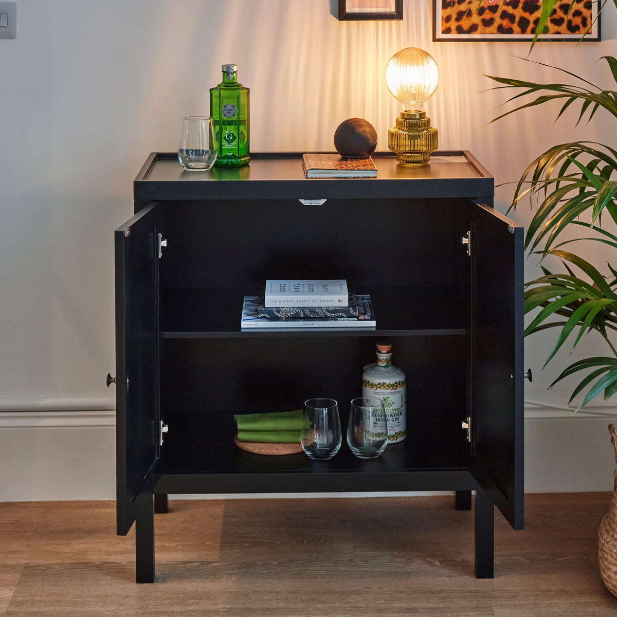 Charlie 2 Door Small Sideboard - Noir Black
