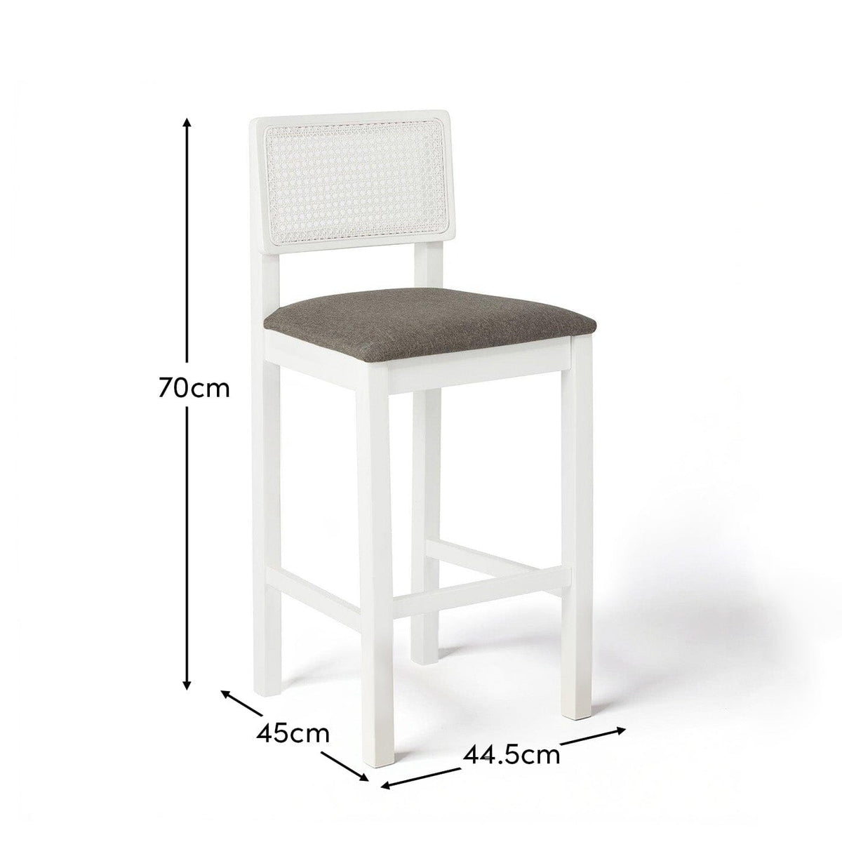 Charlie White Cane Bar Stool - White Legs