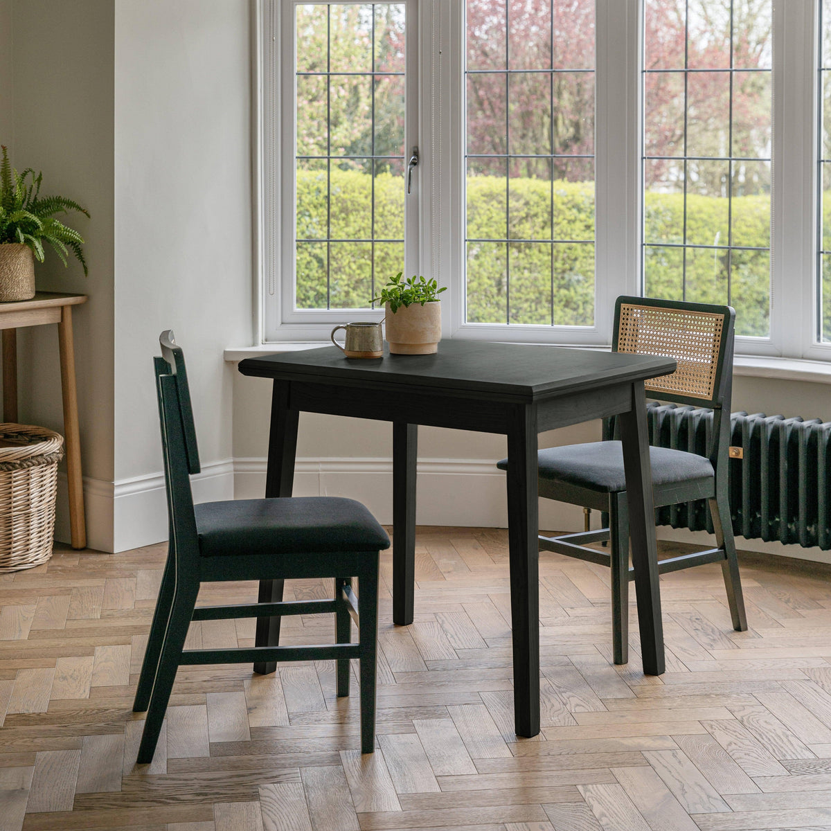 Charlie Black Oak Dining Table Set  - Extendable - 4 Seater - Charlie Dining Chairs