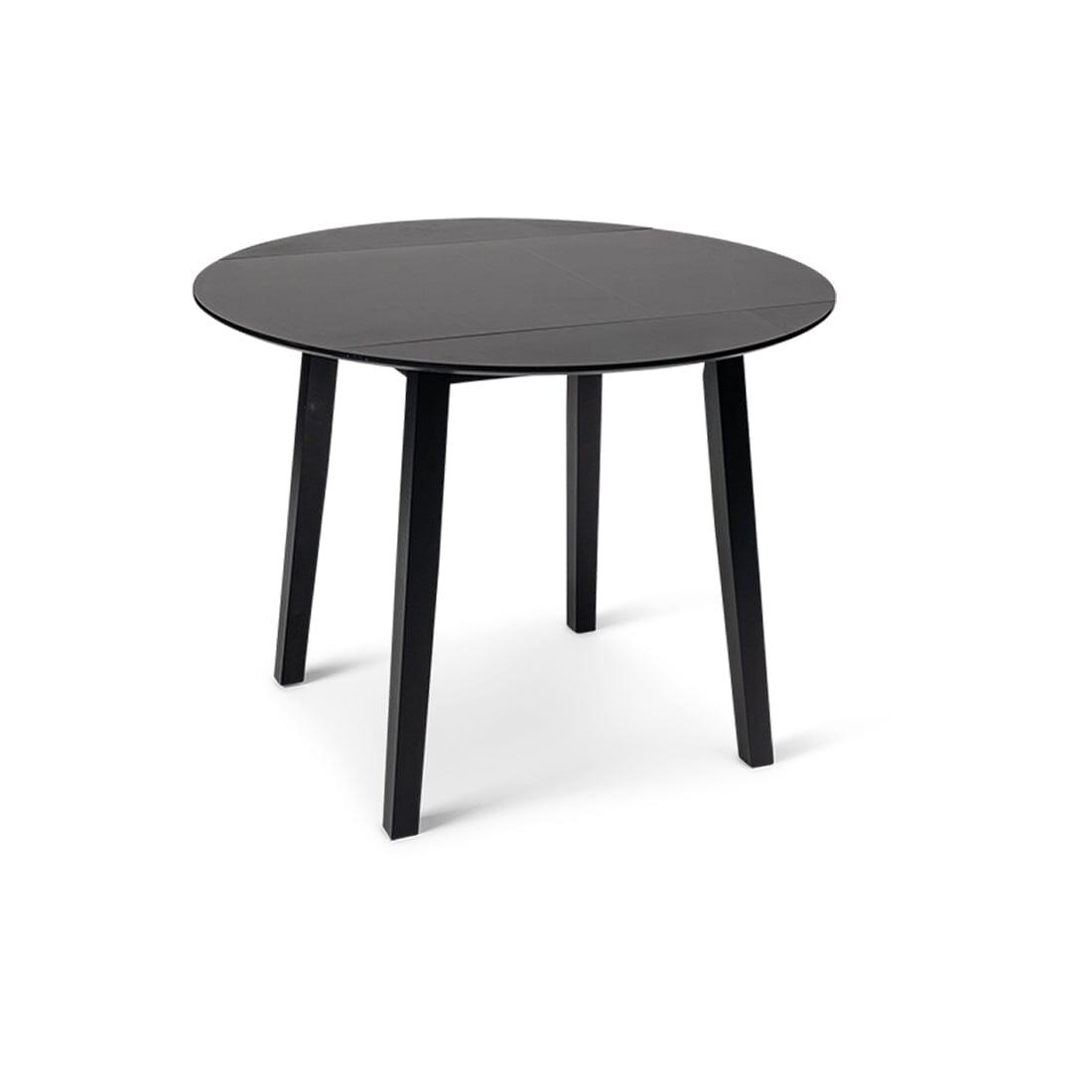 Charlie Black Round Dining Table - Drop Leaf